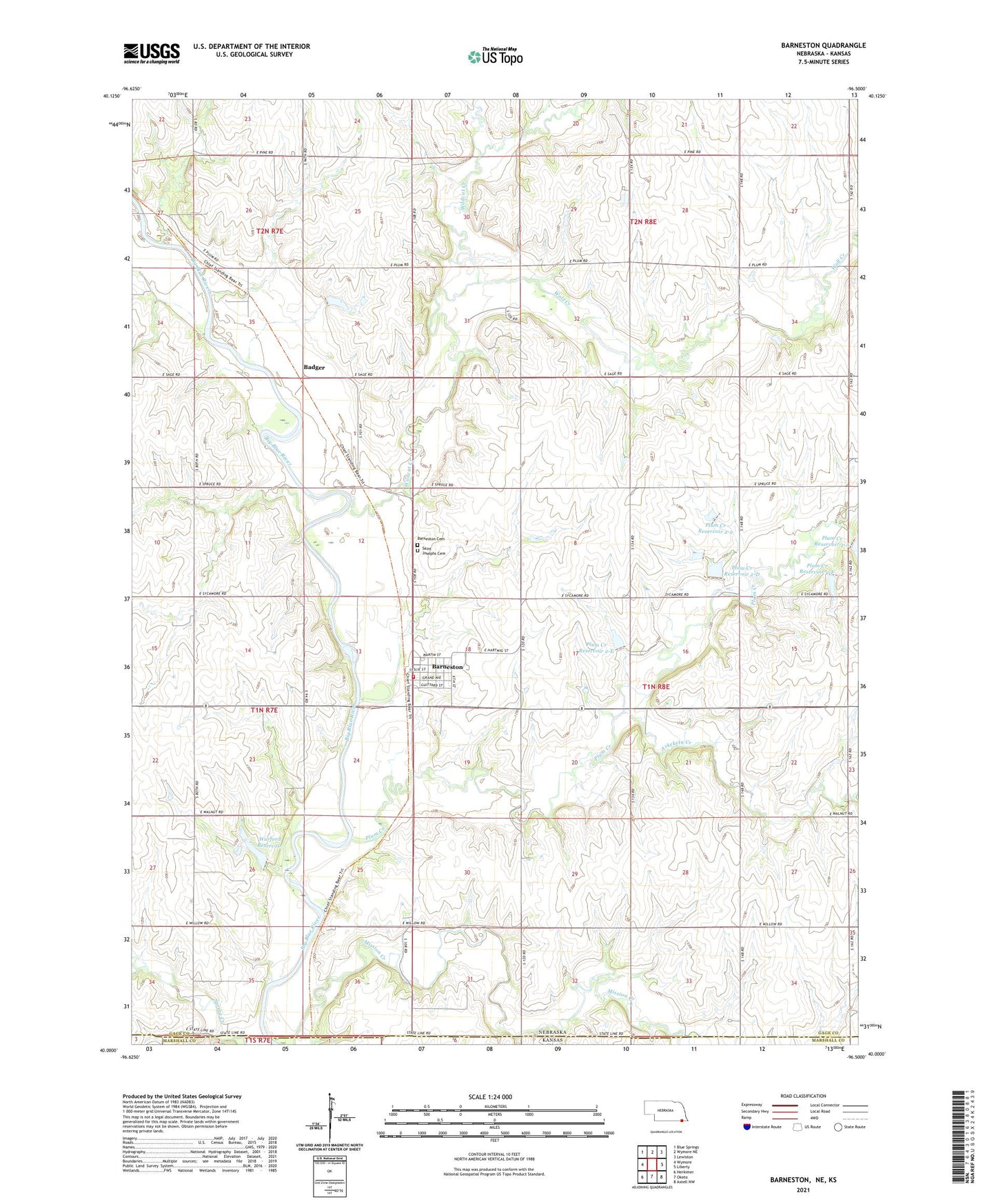 Barneston Nebraska US Topo Map Image