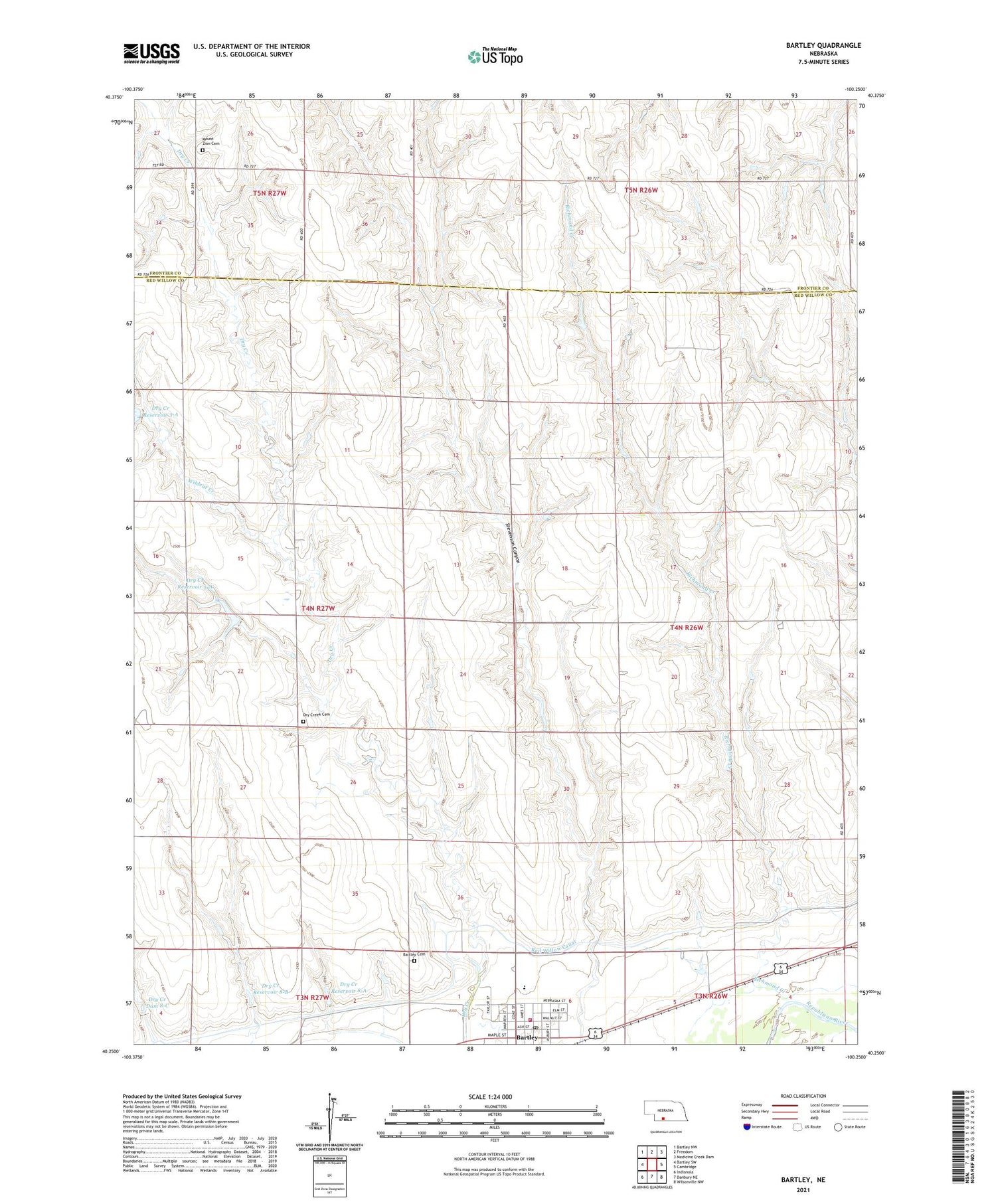 Bartley Nebraska US Topo Map Image