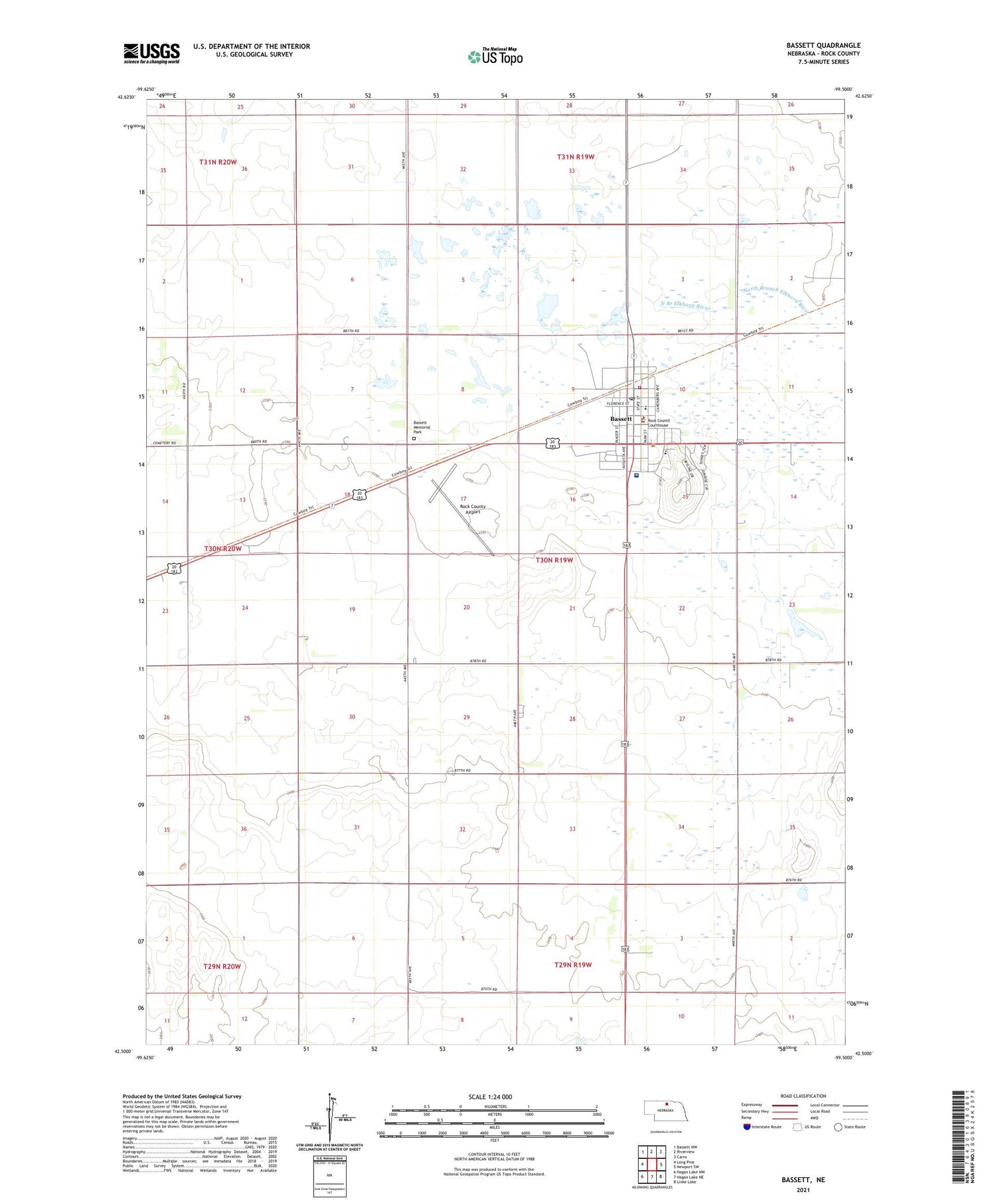 Bassett Nebraska US Topo Map Image