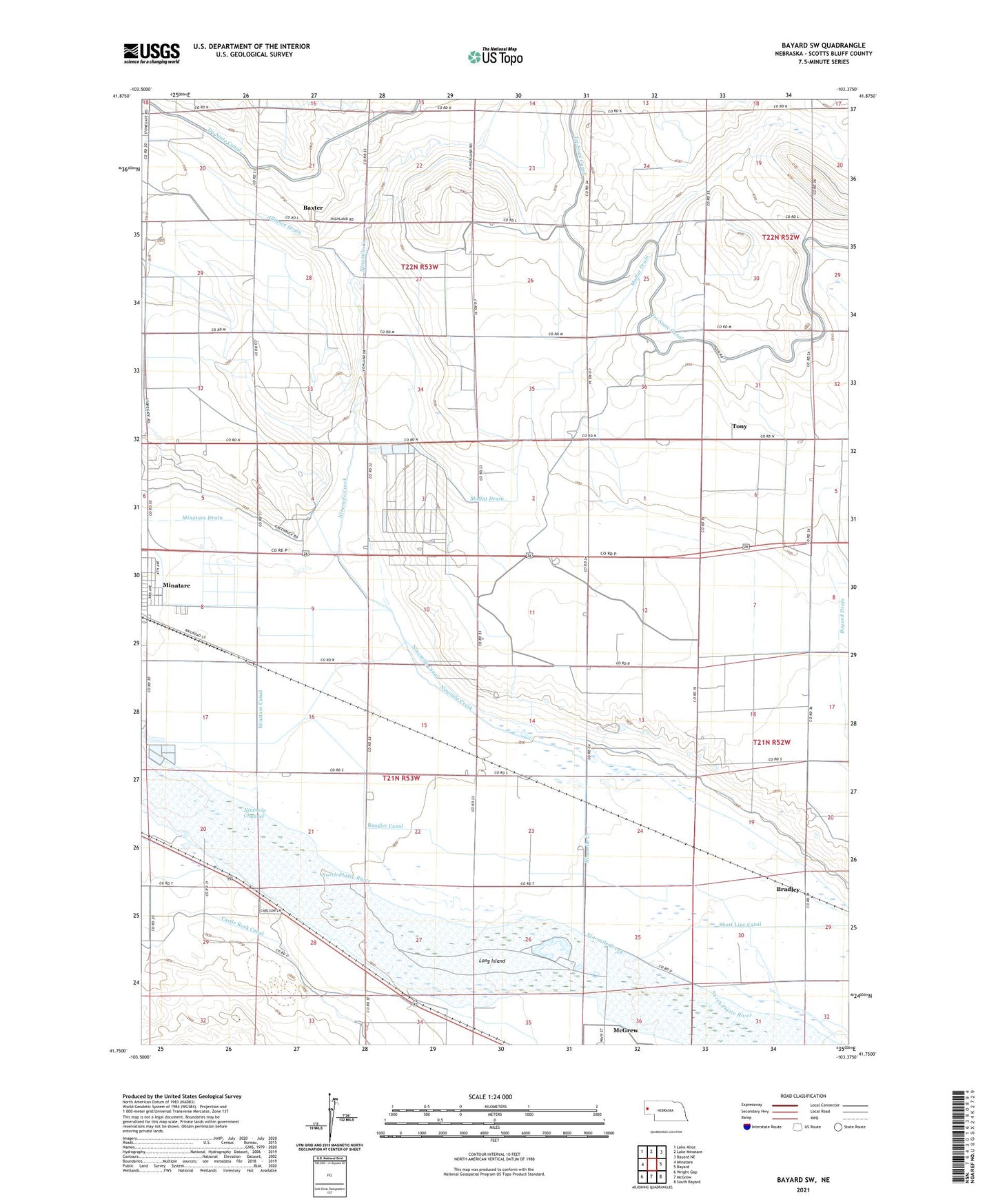 Bayard SW Nebraska US Topo Map Image
