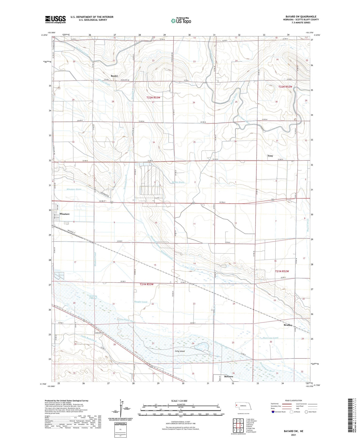 Bayard SW Nebraska US Topo Map Image
