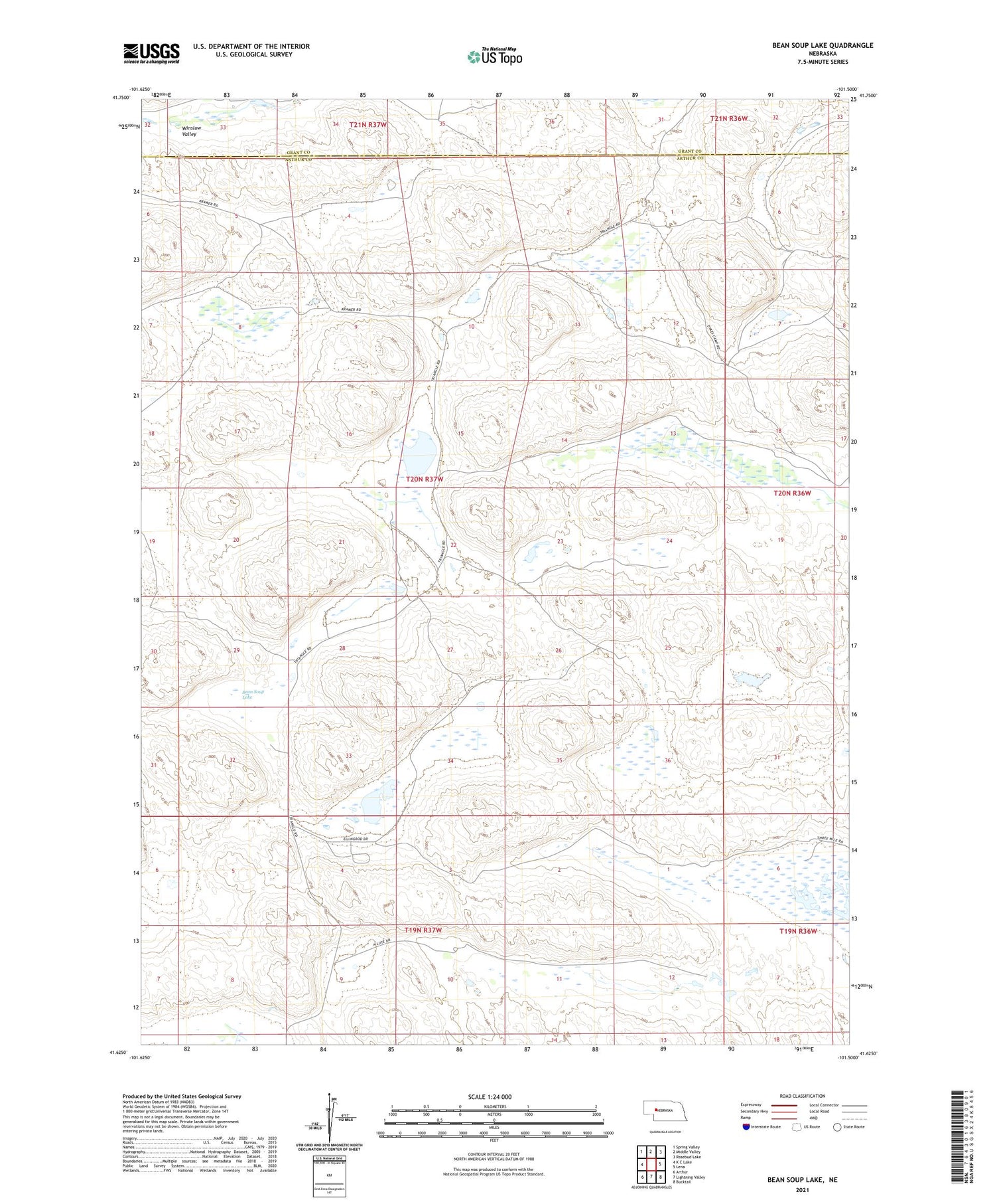 Bean Soup Lake Nebraska US Topo Map Image