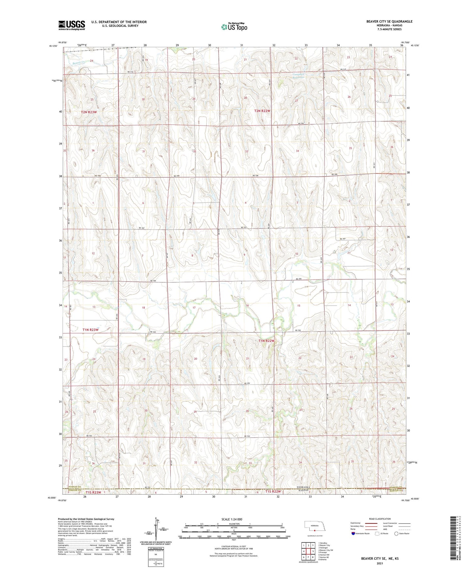 Beaver City SE Nebraska US Topo Map Image