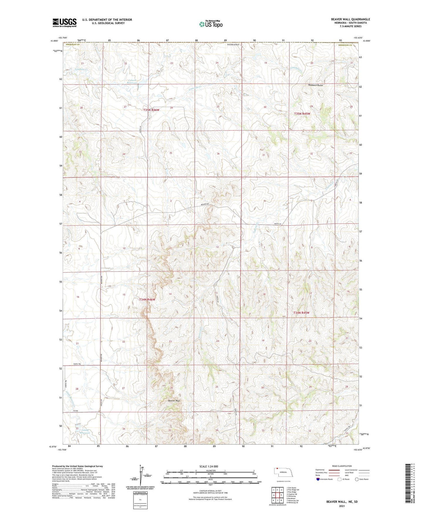 Beaver Wall Nebraska US Topo Map Image