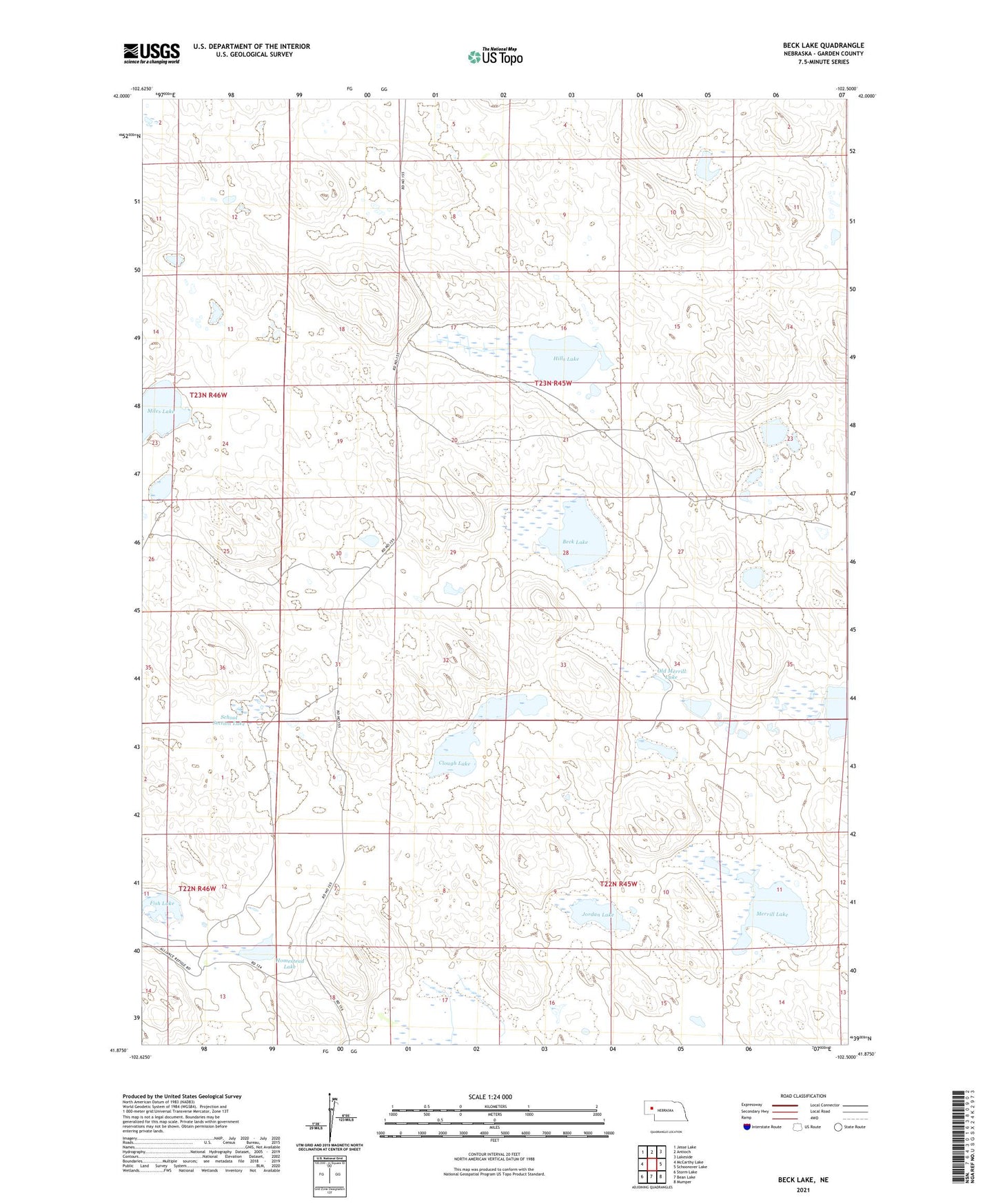 Beck Lake Nebraska US Topo Map Image