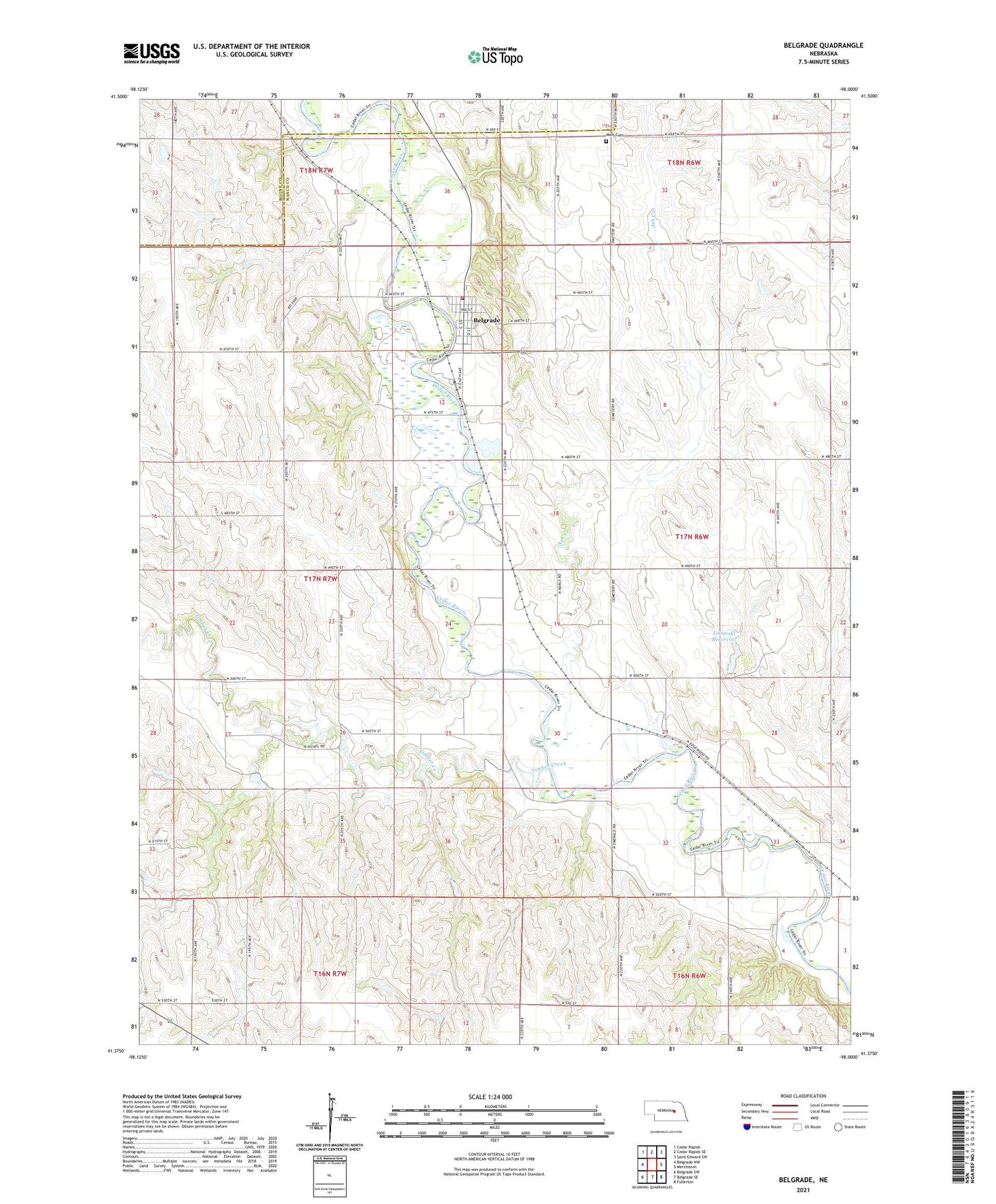 Belgrade Nebraska US Topo Map Image