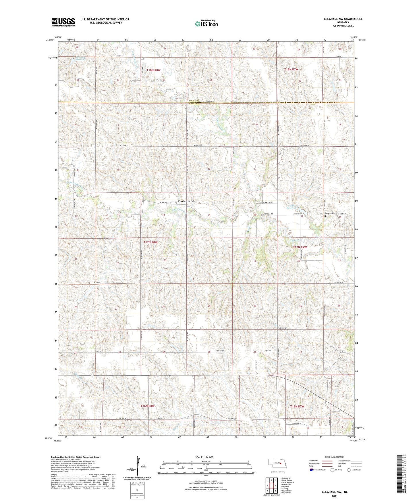 Belgrade NW Nebraska US Topo Map Image