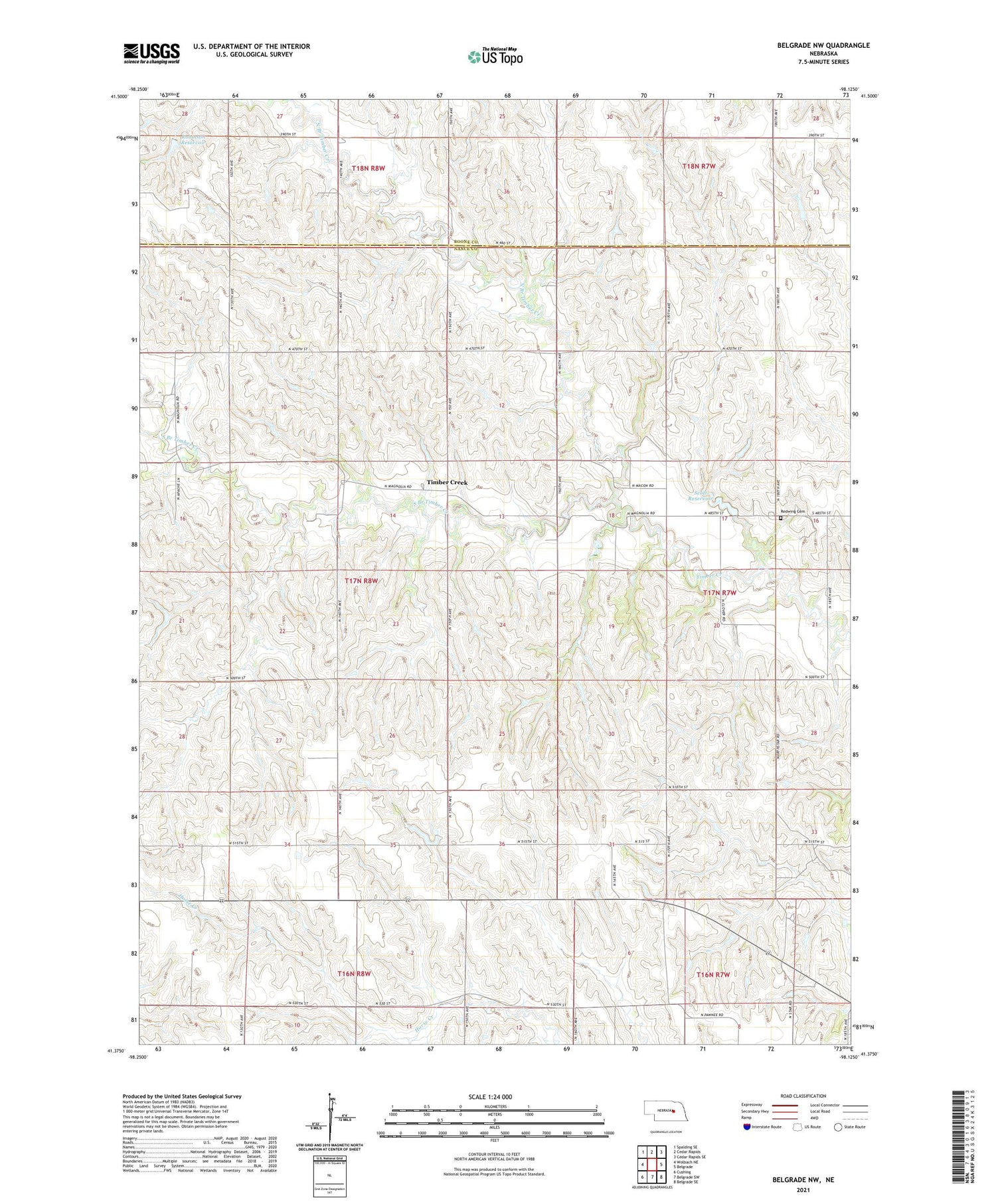 Belgrade NW Nebraska US Topo Map Image