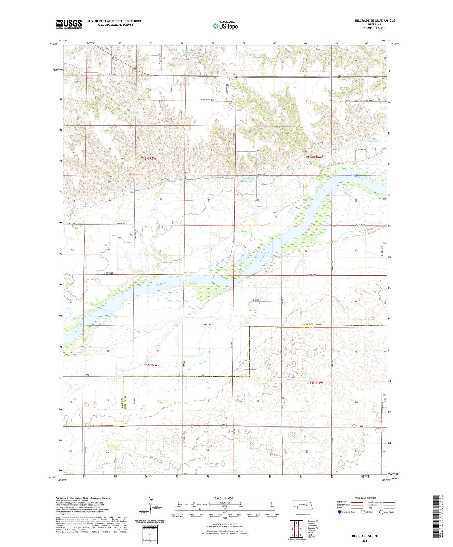Belgrade SE Nebraska US Topo Map Image