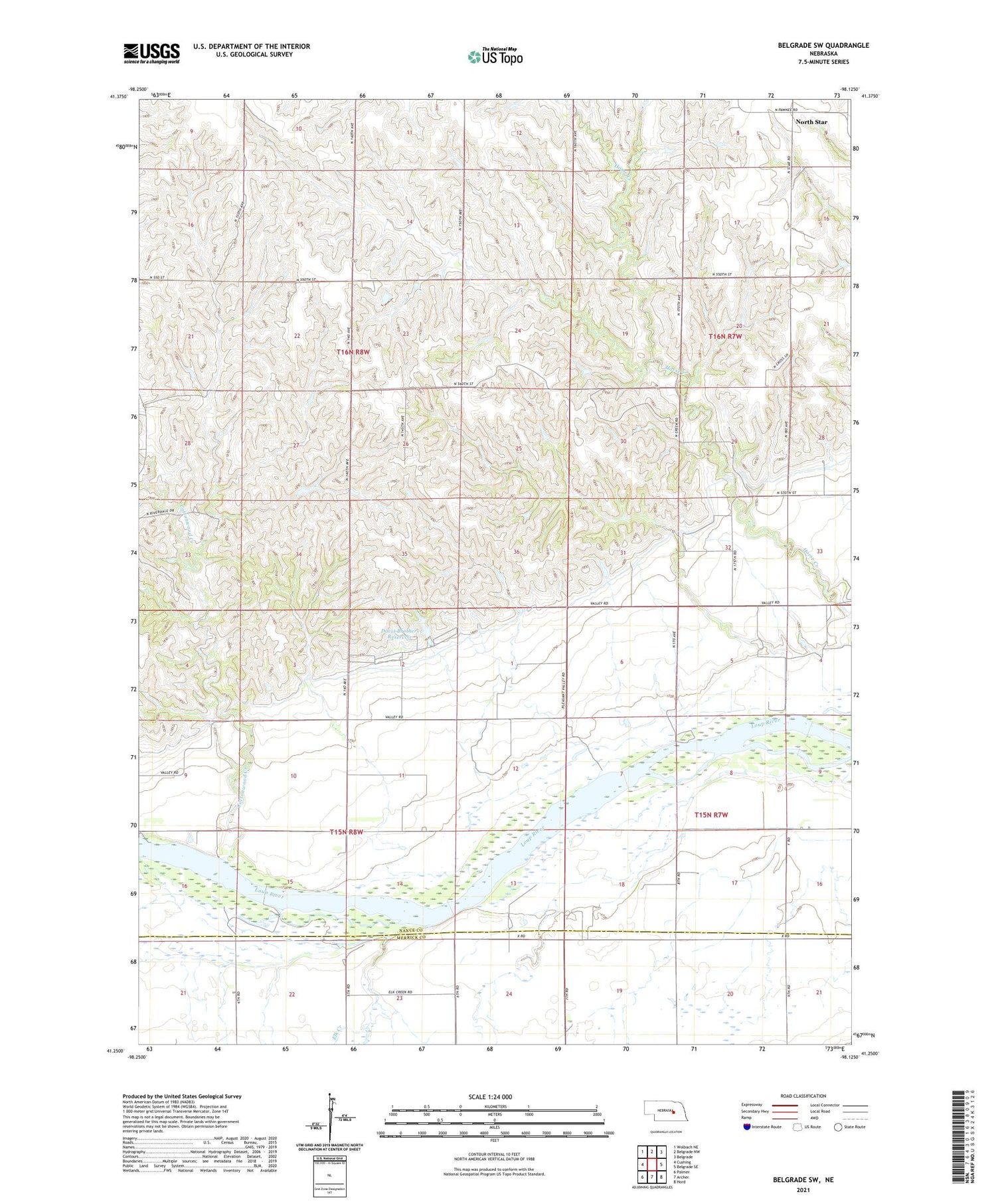 Belgrade SW Nebraska US Topo Map Image