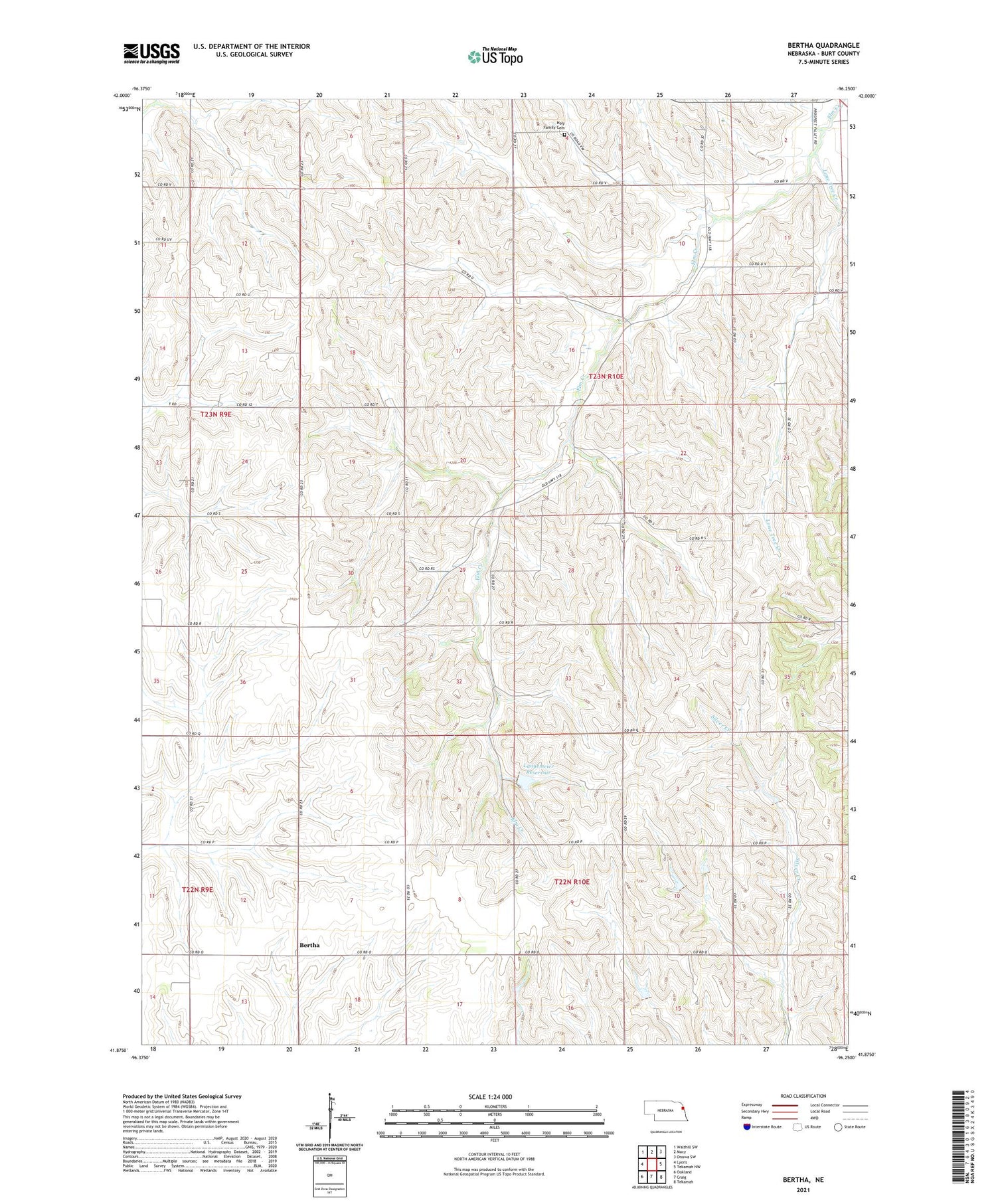 Bertha Nebraska US Topo Map Image