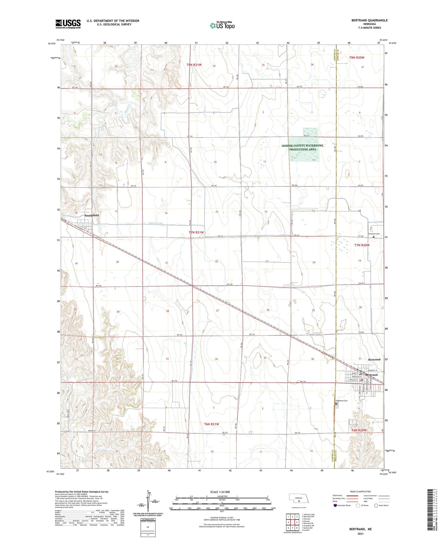 Bertrand Nebraska US Topo Map Image