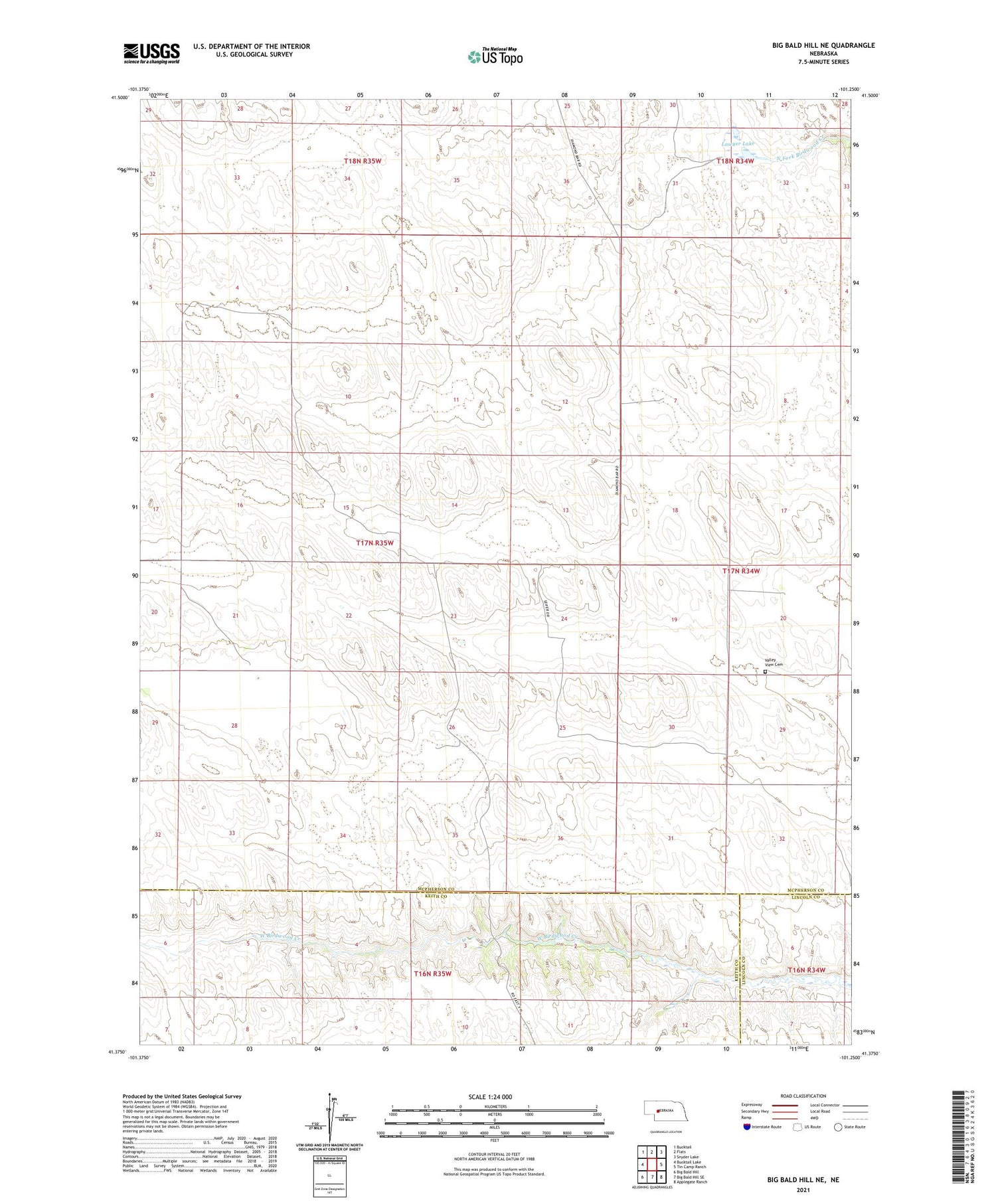 Big Bald Hill NE Nebraska US Topo Map Image