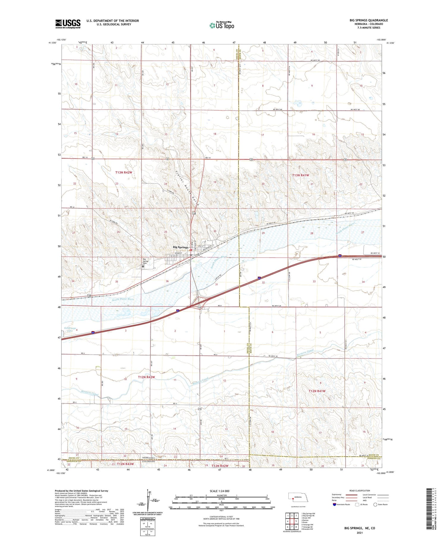 Big Springs Nebraska US Topo Map Image