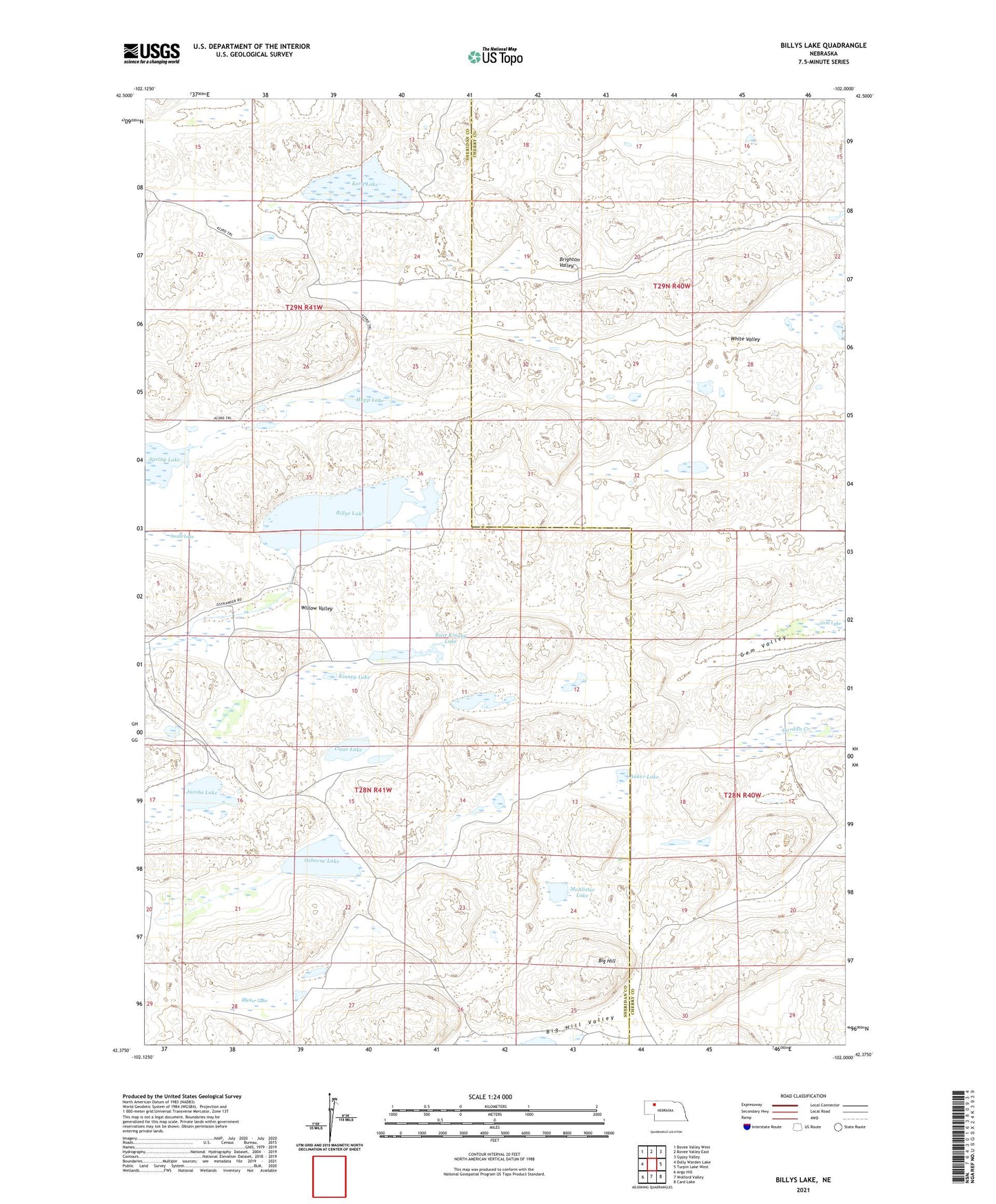 Billys Lake Nebraska US Topo Map Image