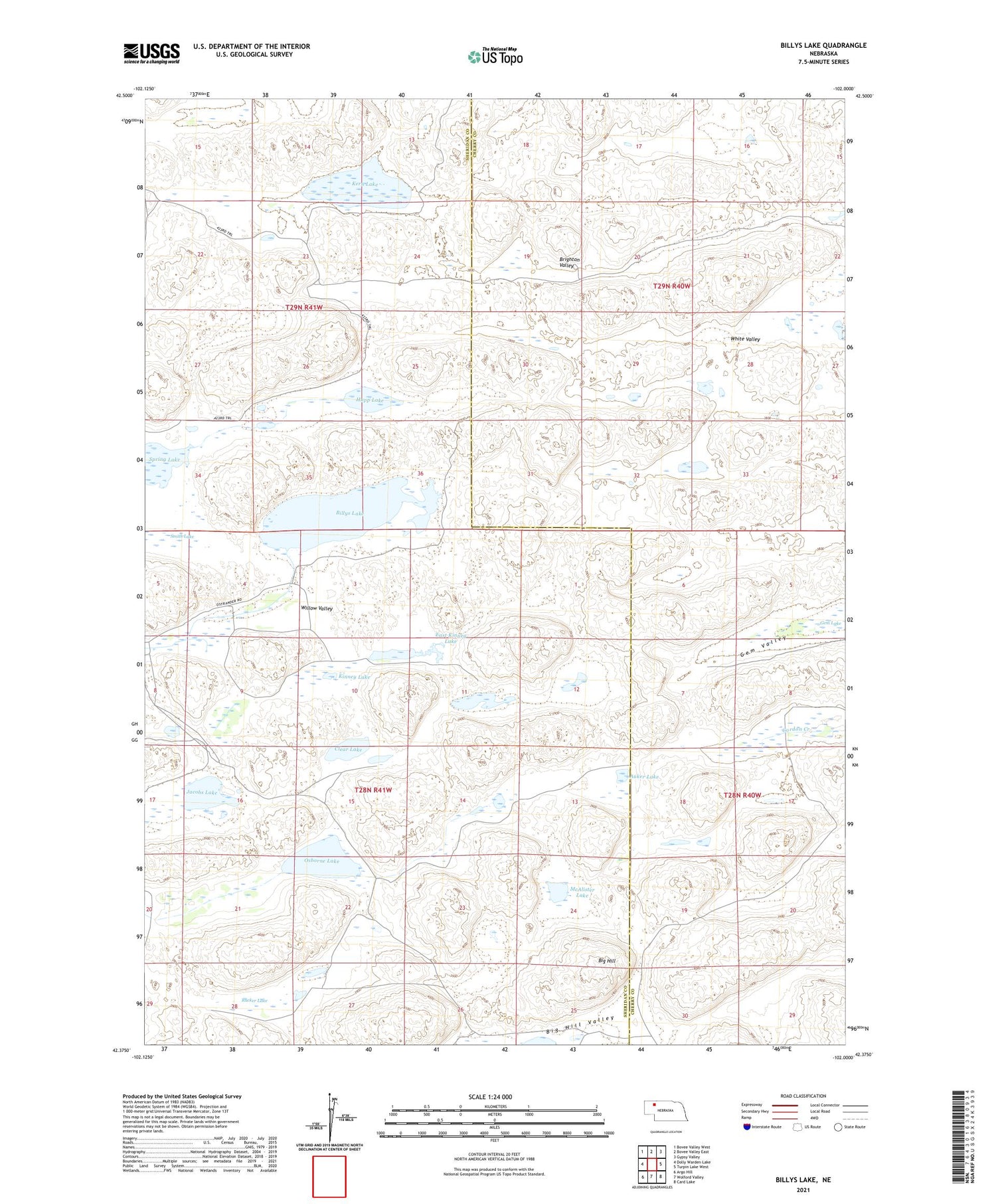 Billys Lake Nebraska US Topo Map Image