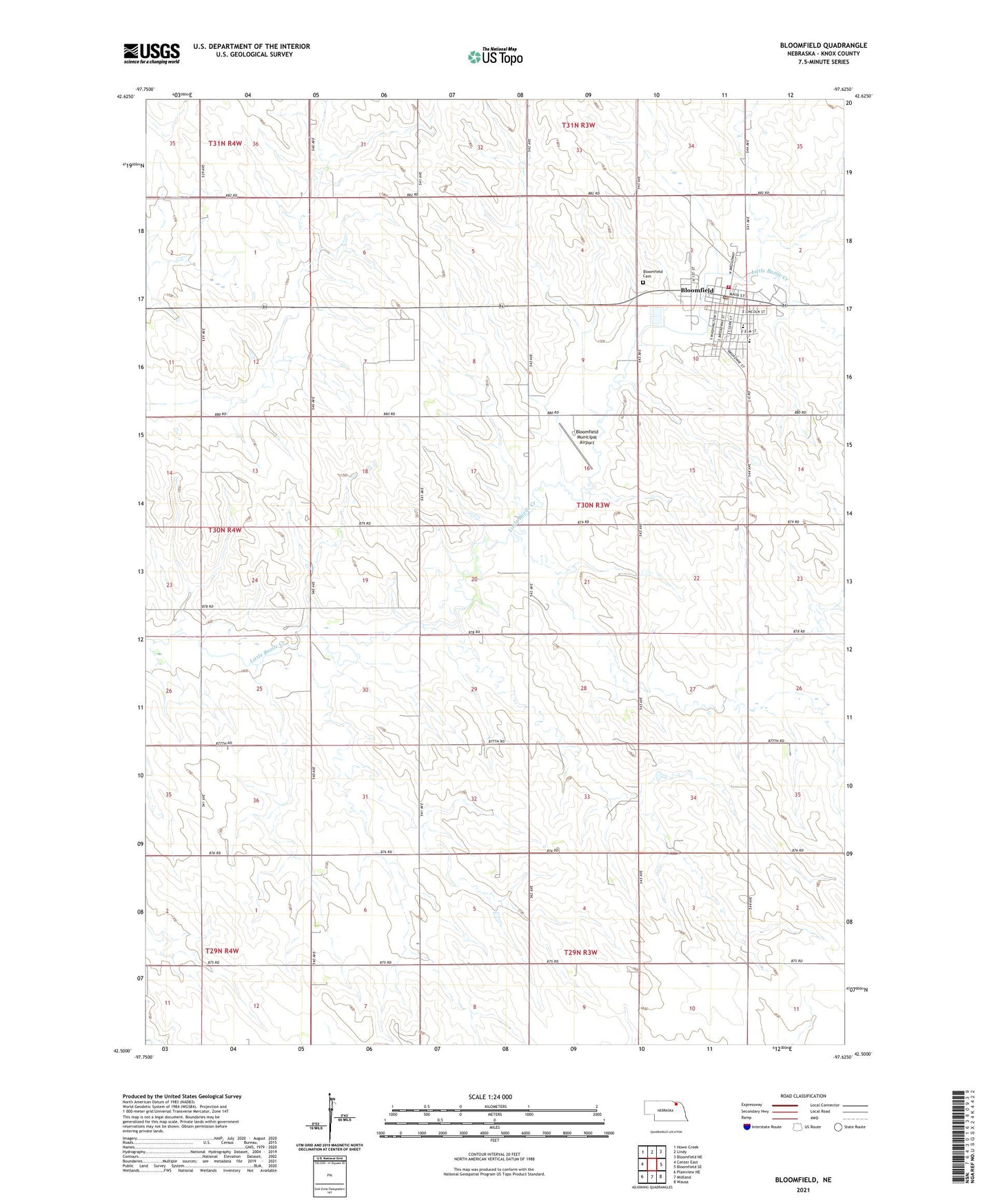 Bloomfield Nebraska US Topo Map Image
