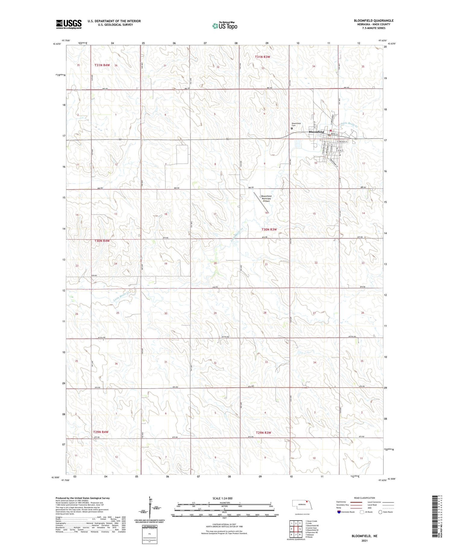 Bloomfield Nebraska US Topo Map Image