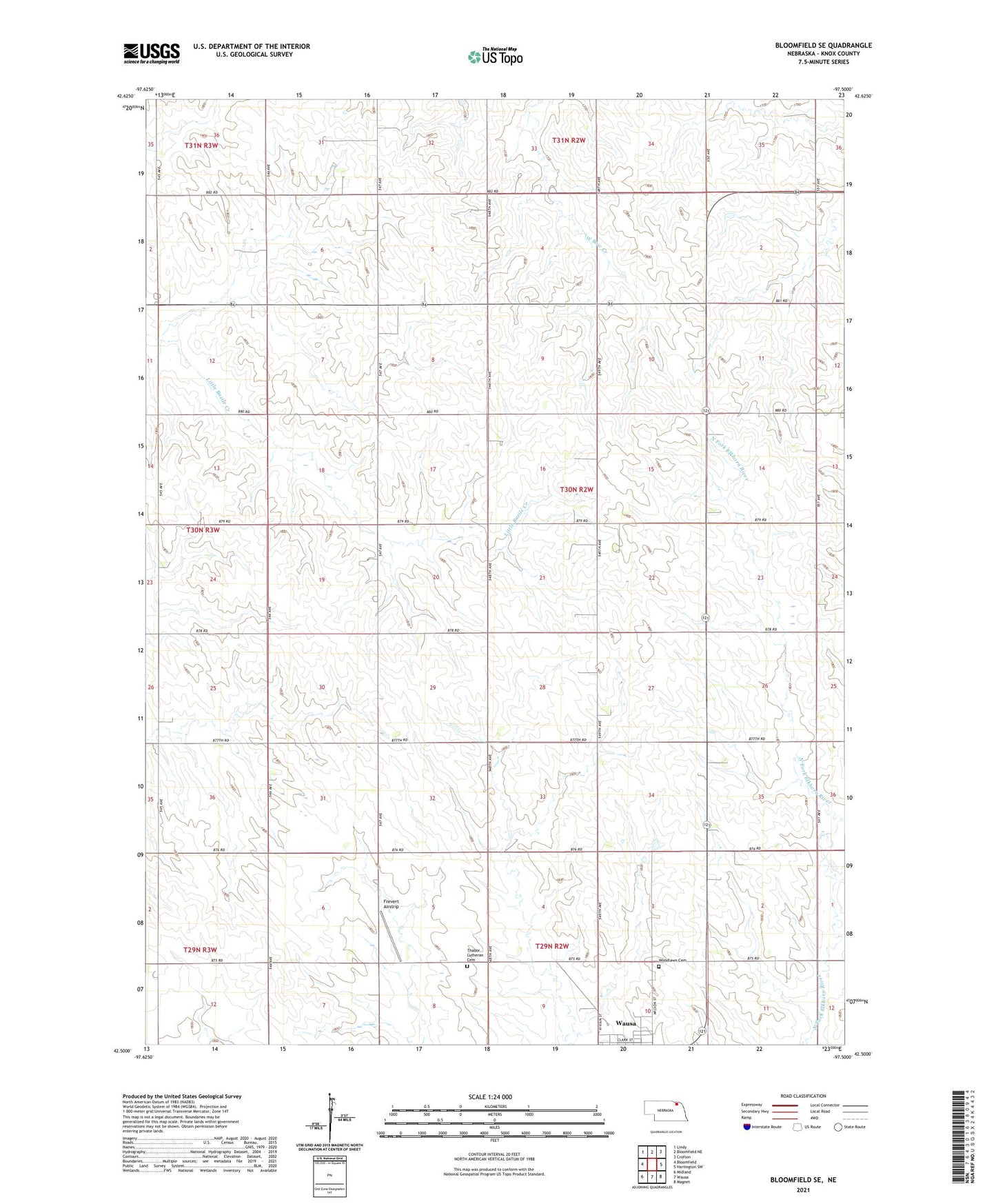 Bloomfield SE Nebraska US Topo Map Image