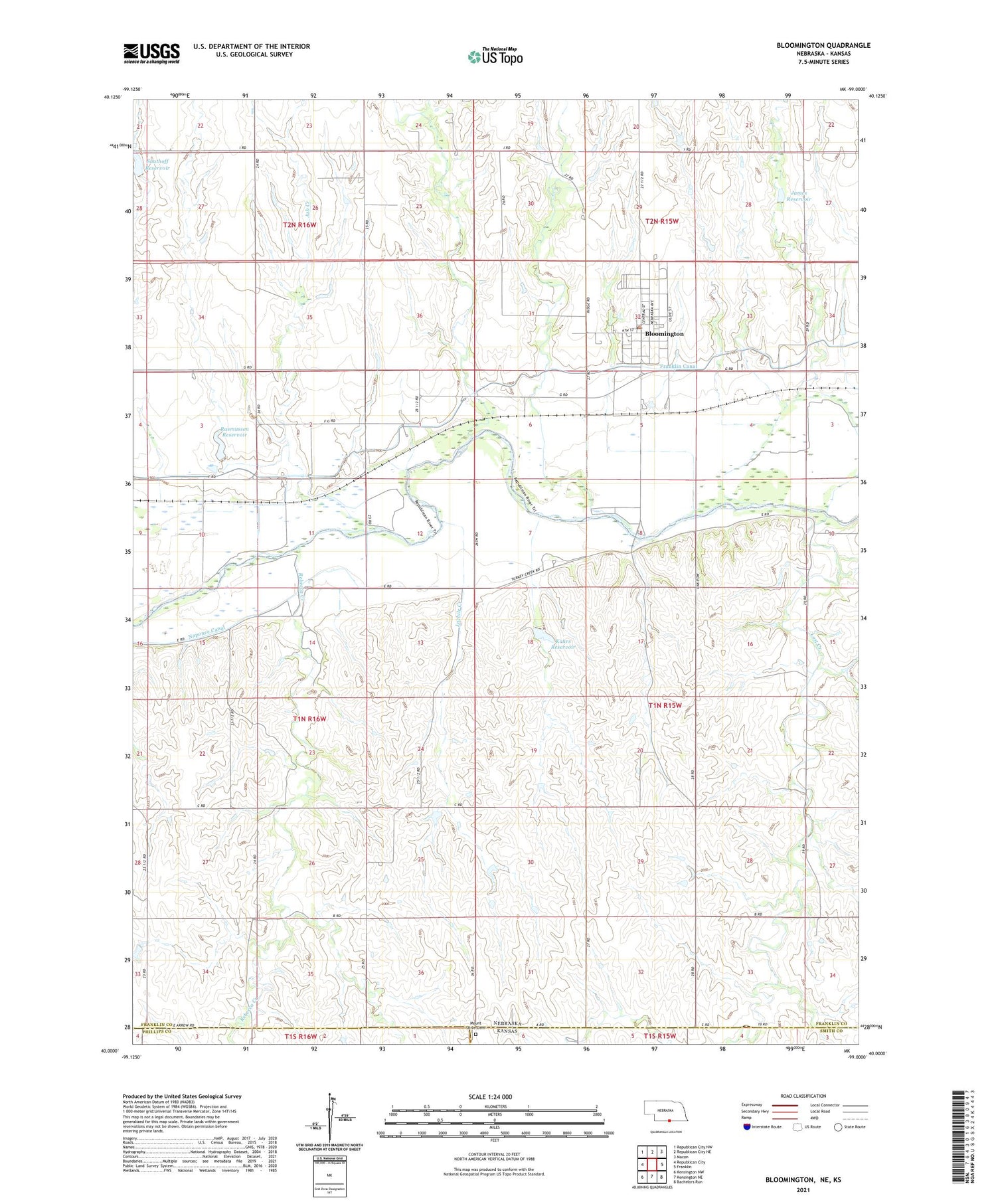 Bloomington Nebraska US Topo Map Image