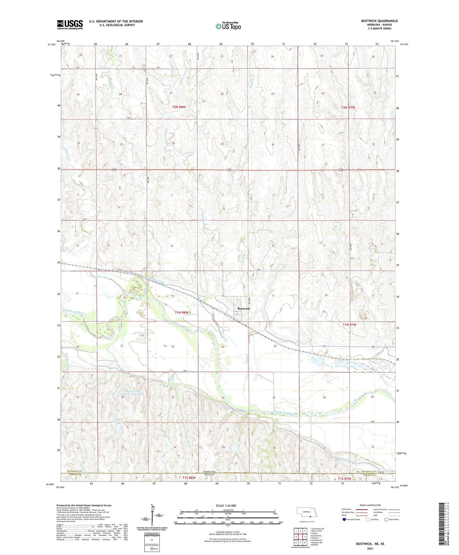 Bostwick Nebraska US Topo Map Image