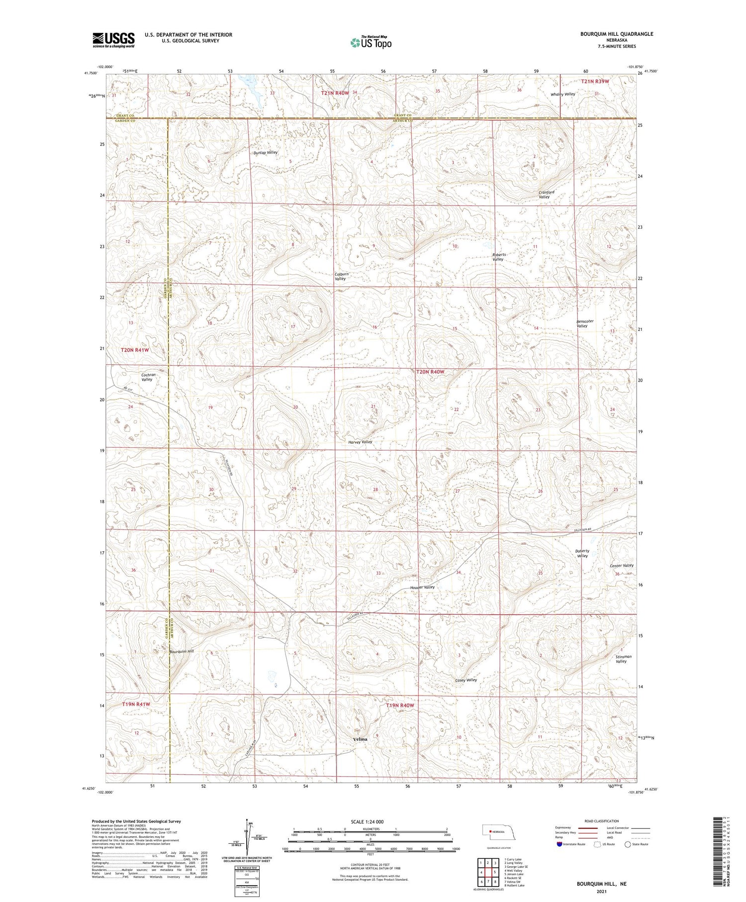 Bourquim Hill Nebraska US Topo Map Image