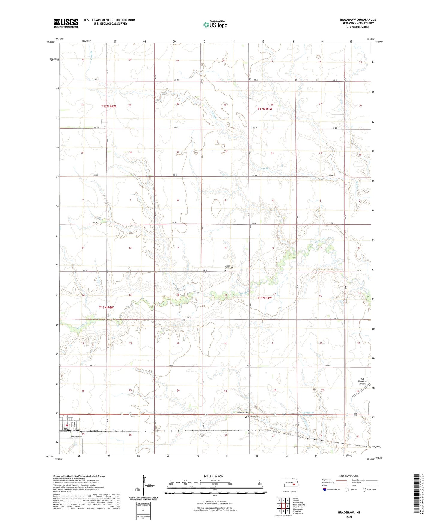 Bradshaw Nebraska US Topo Map Image