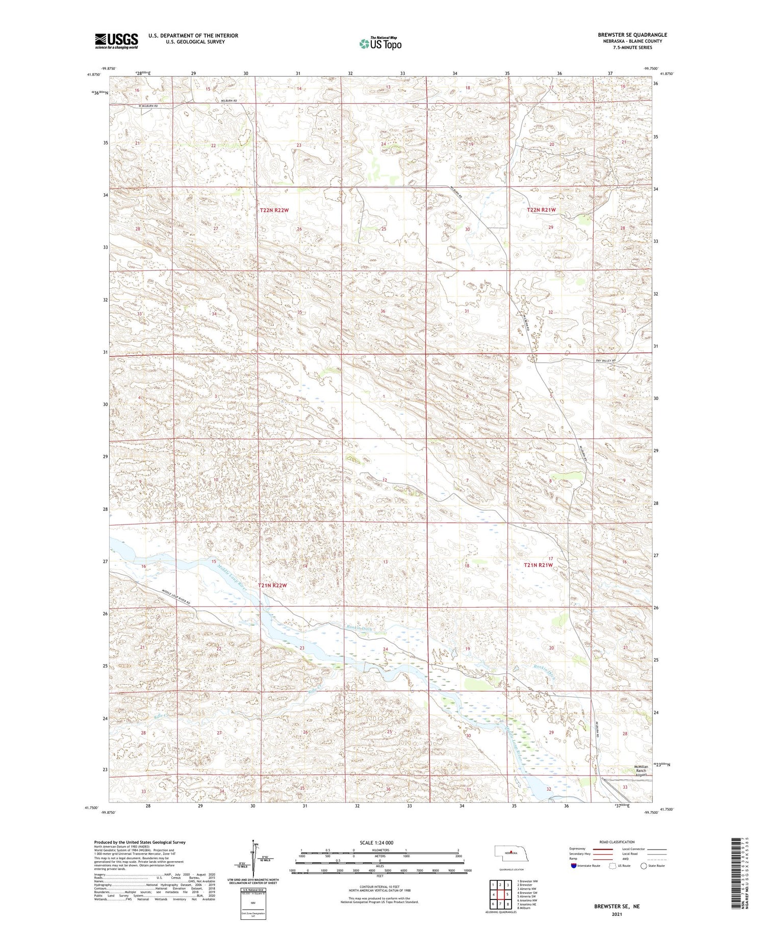 Brewster SE Nebraska US Topo Map Image