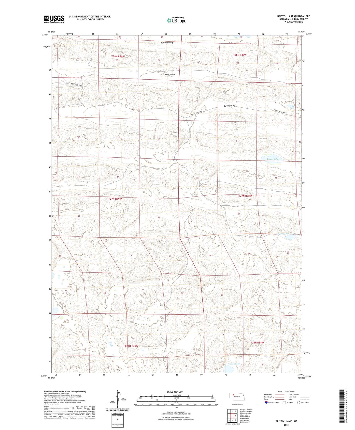 Bristol Lake Nebraska US Topo Map Image
