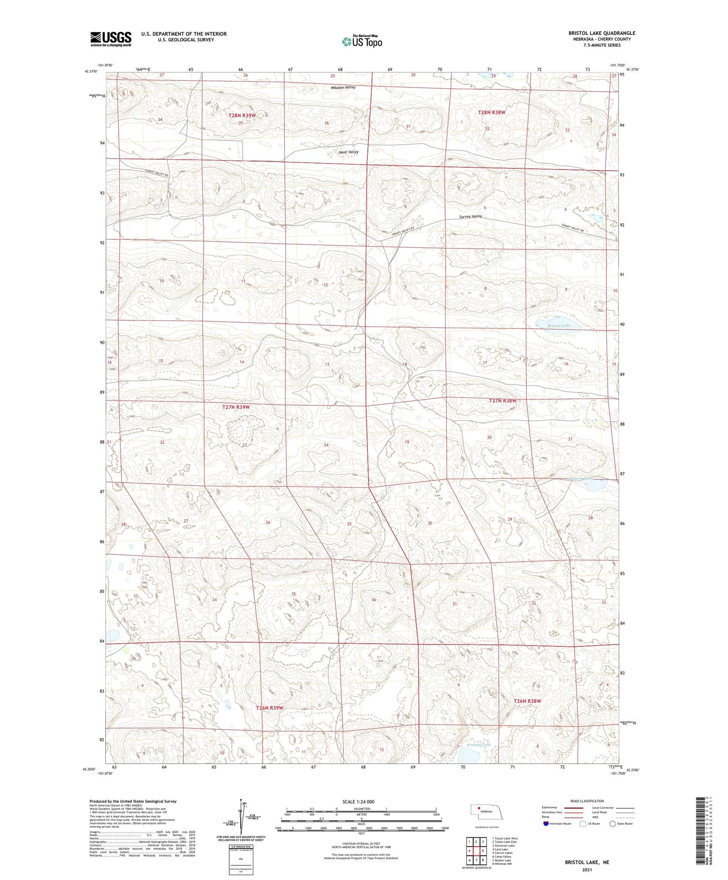 Bristol Lake Nebraska US Topo Map Image