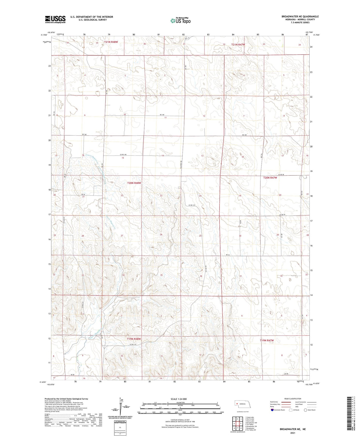 Broadwater NE Nebraska US Topo Map Image