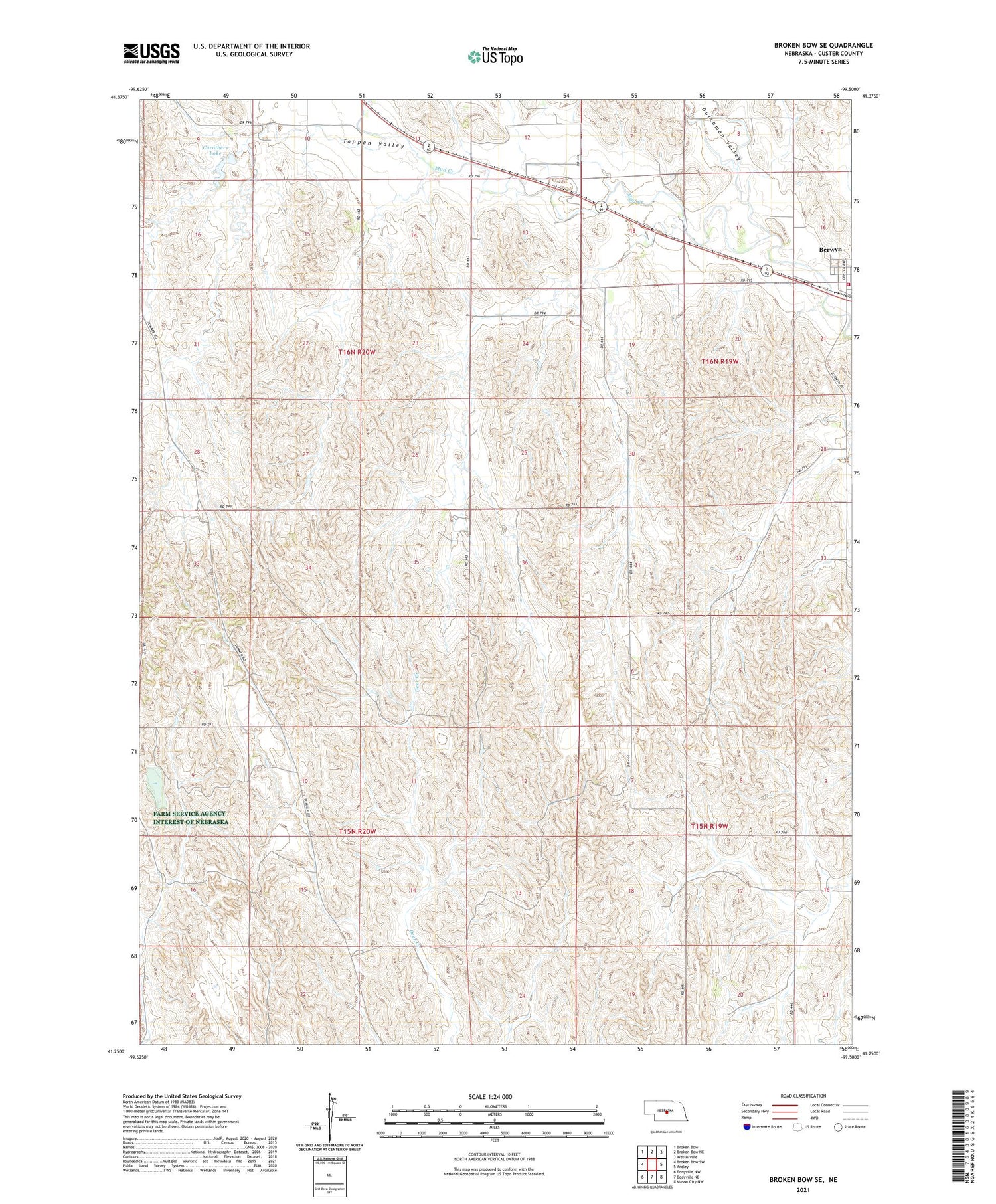 Broken Bow SE Nebraska US Topo Map Image
