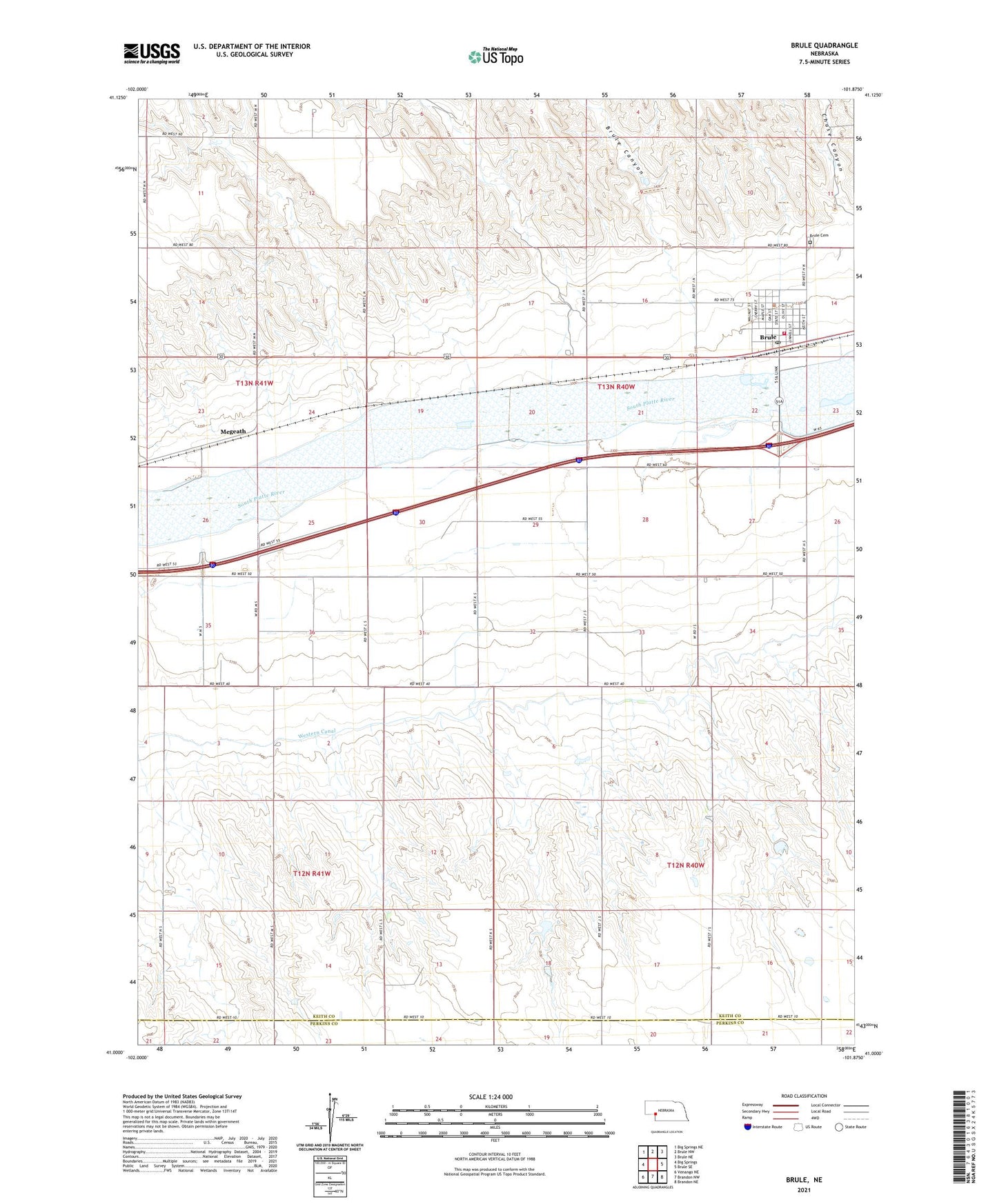 Brule Nebraska US Topo Map Image