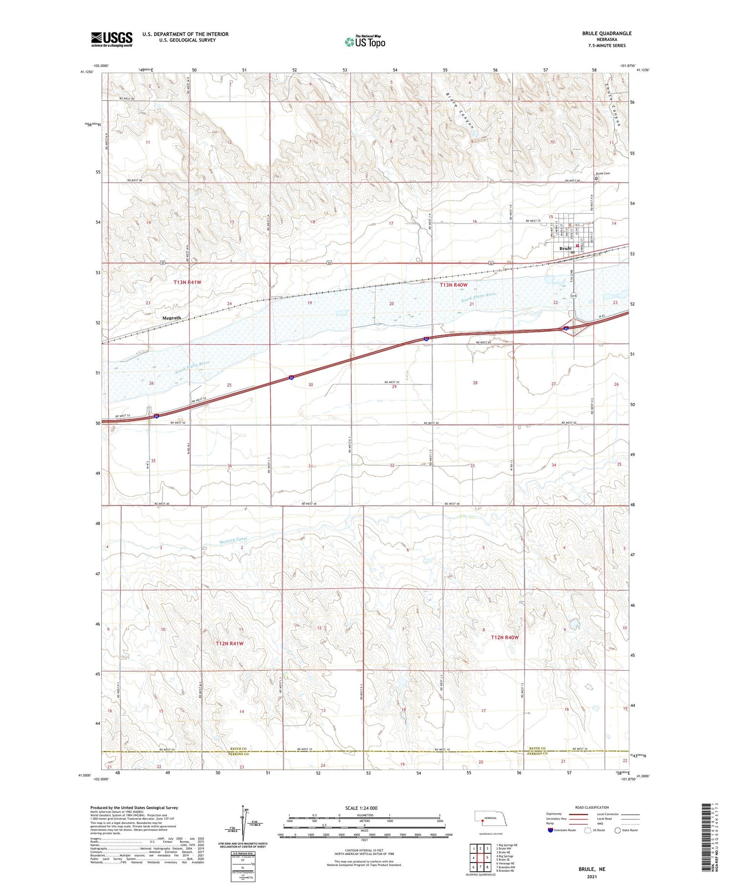 Brule Nebraska US Topo Map Image