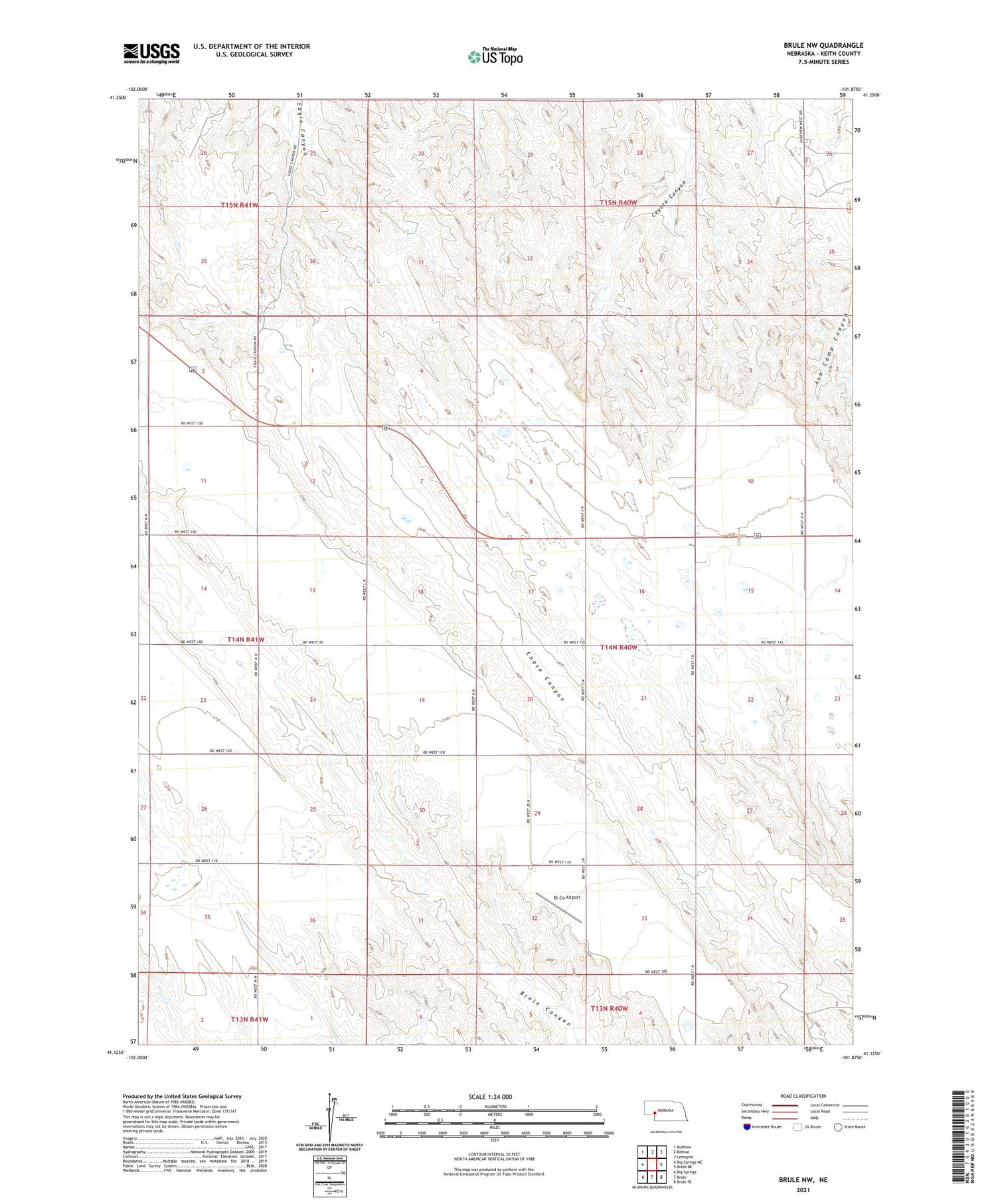 Brule NW Nebraska US Topo Map Image