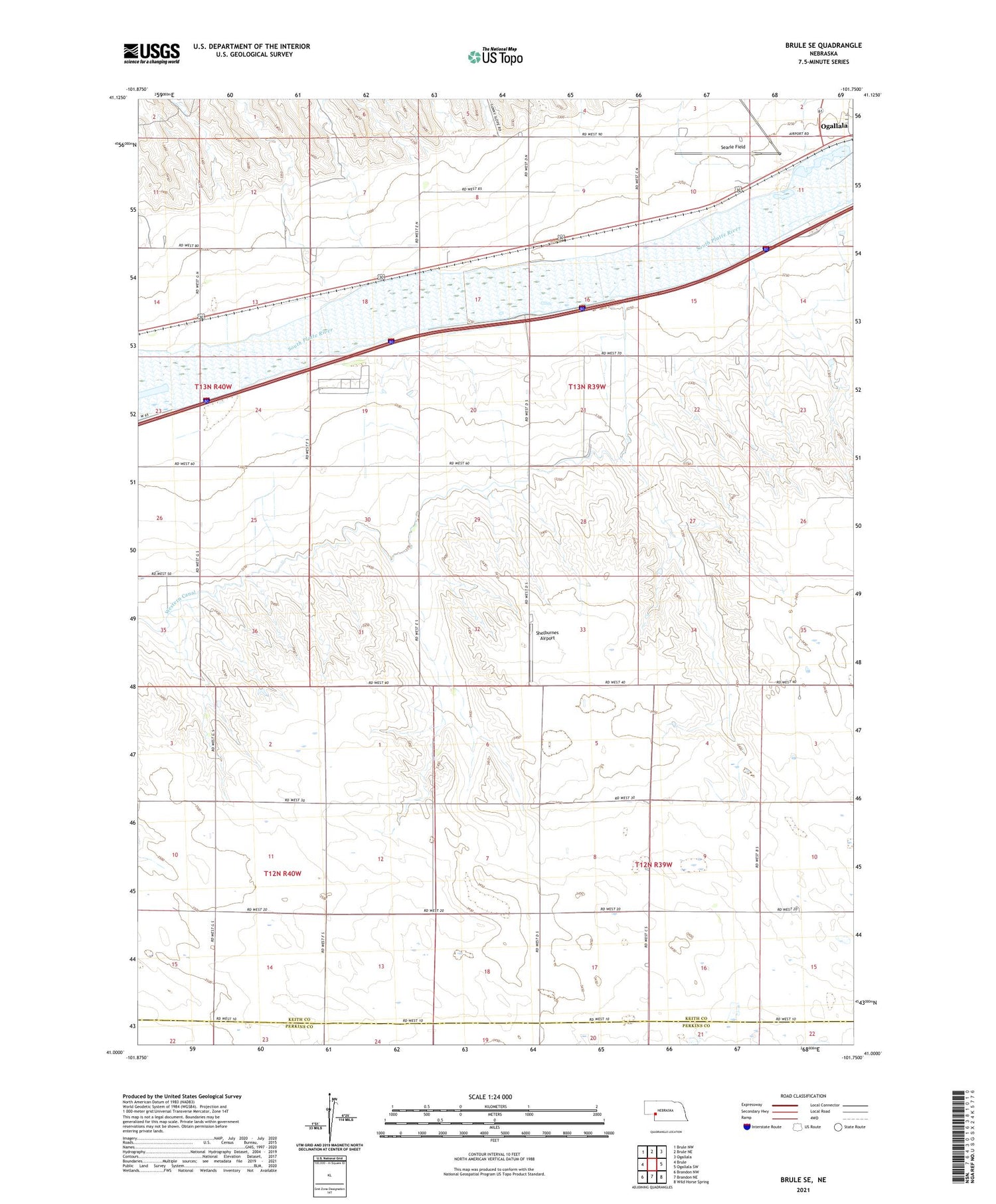 Brule SE Nebraska US Topo Map Image