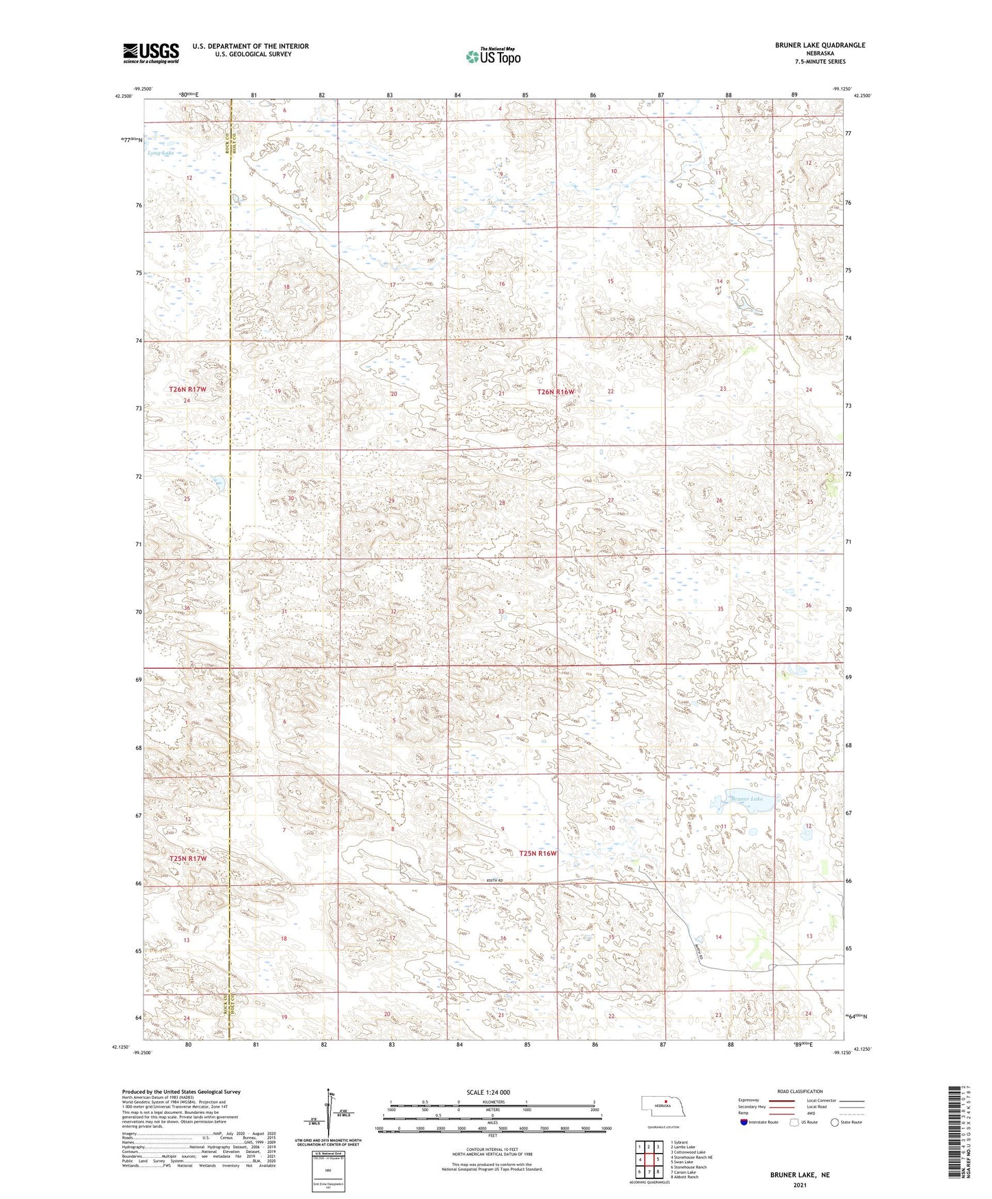 Bruner Lake Nebraska US Topo Map Image