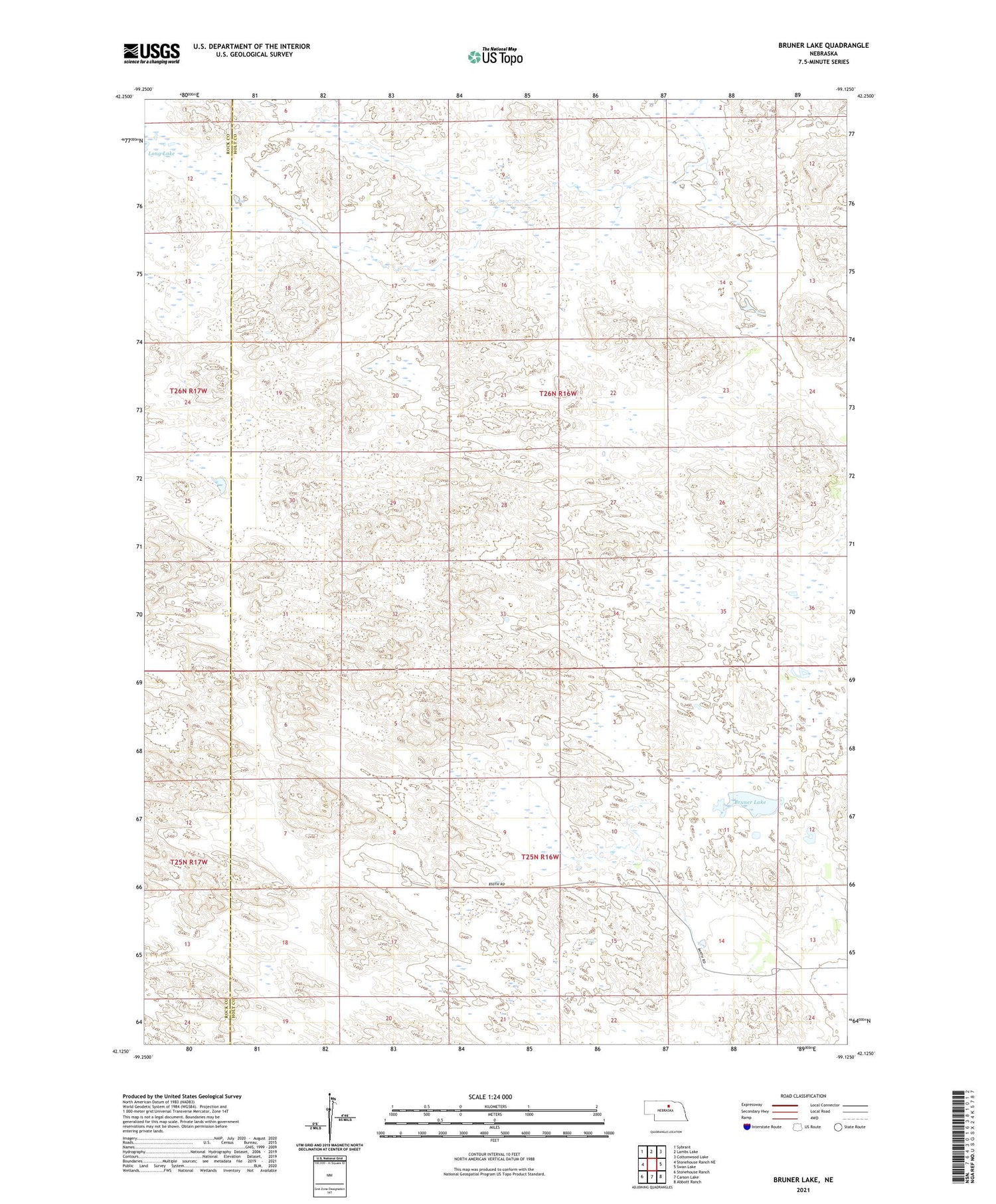 Bruner Lake Nebraska US Topo Map Image