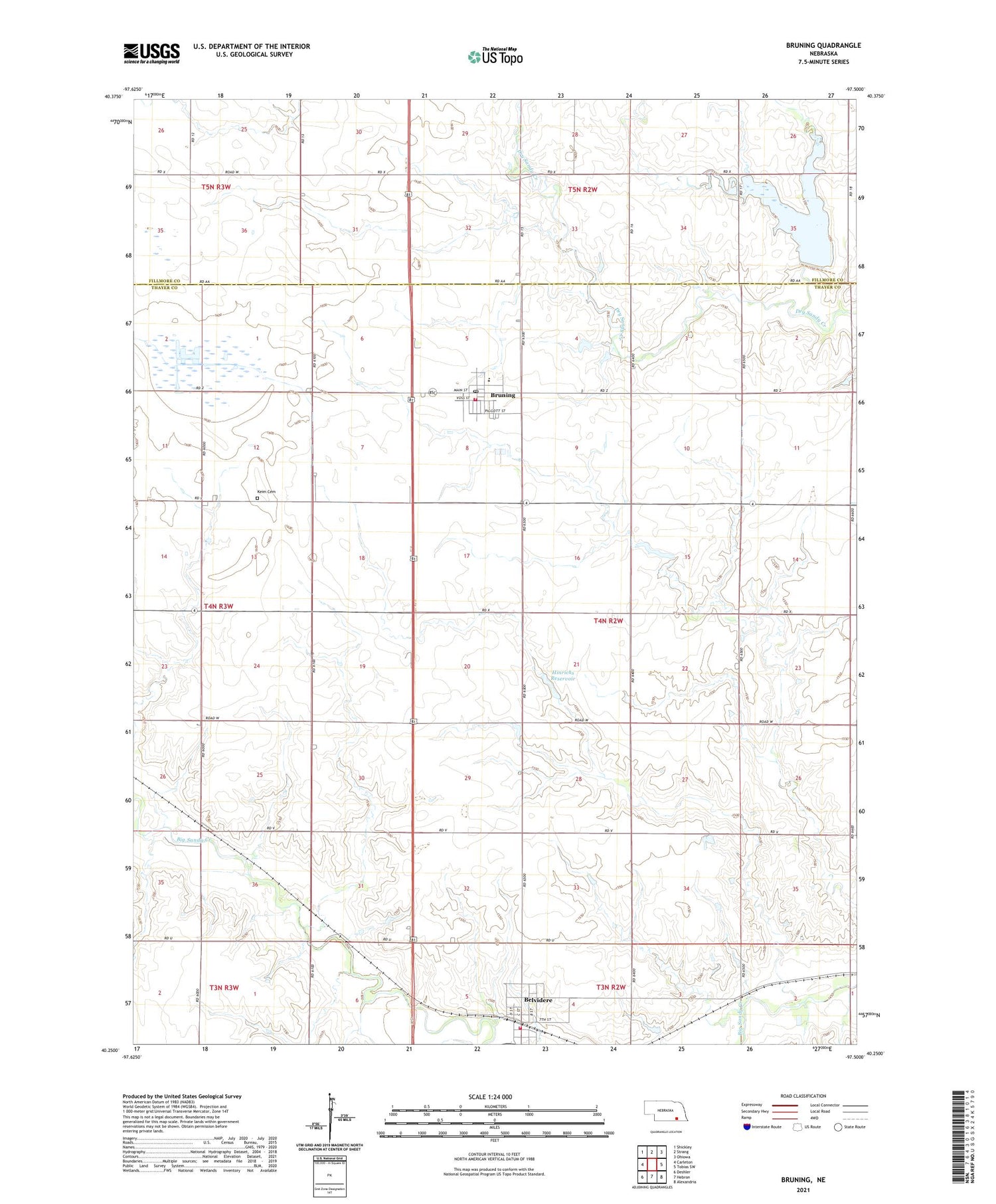 Bruning Nebraska US Topo Map Image