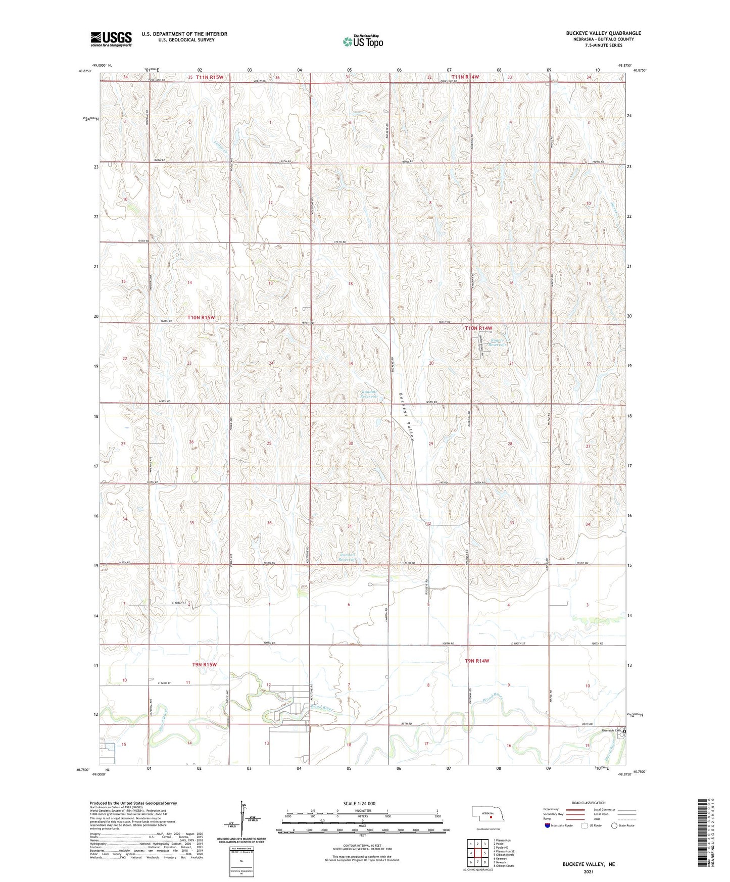 Buckeye Valley Nebraska US Topo Map Image