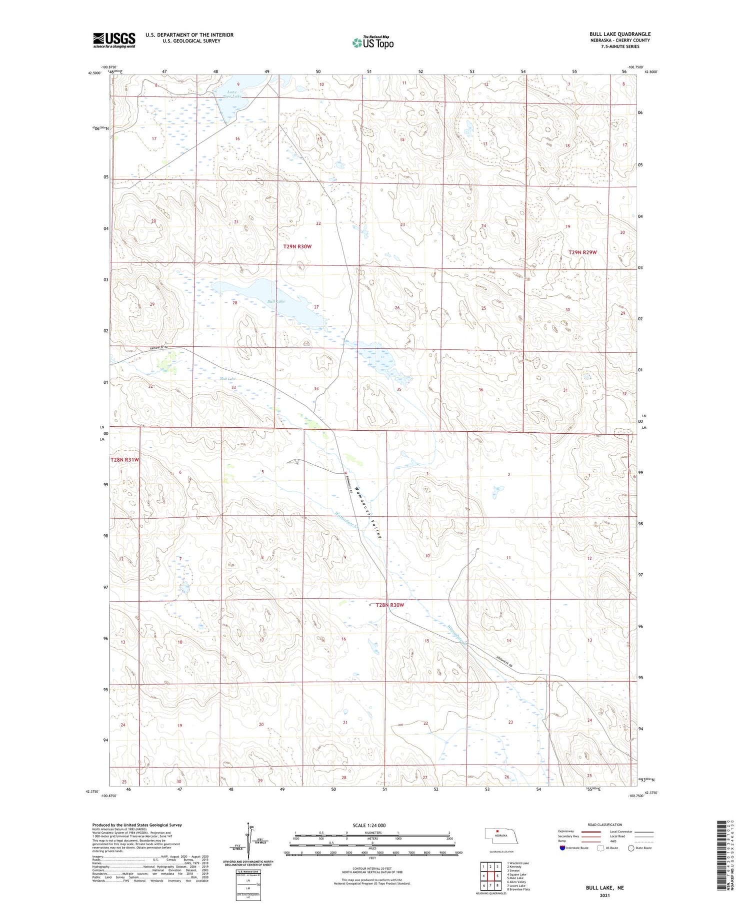 Bull Lake Nebraska US Topo Map Image