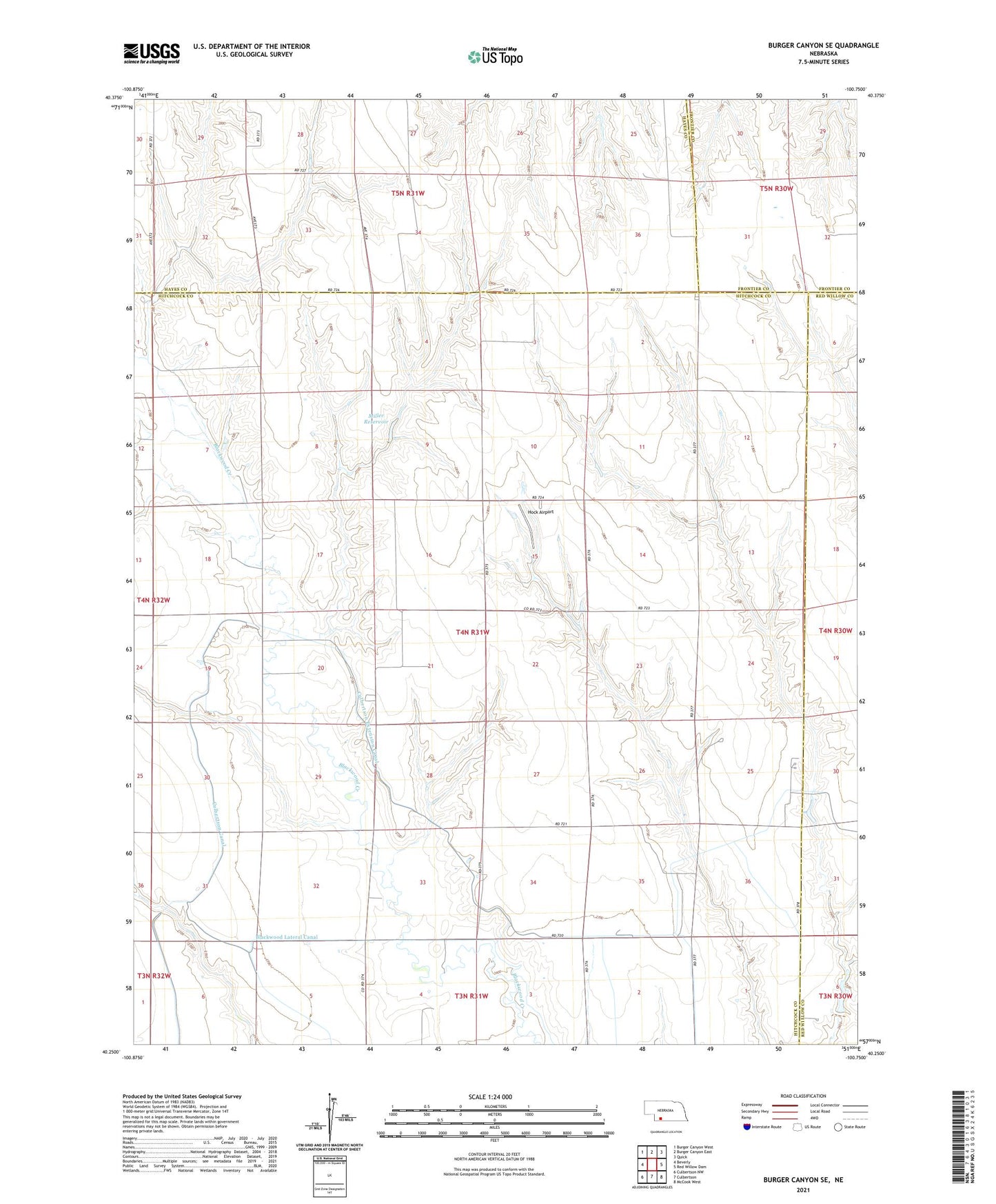 Burger Canyon SE Nebraska US Topo Map Image