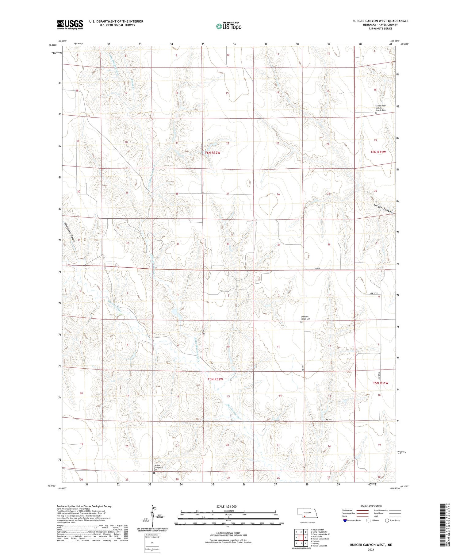 Burger Canyon West Nebraska US Topo Map Image