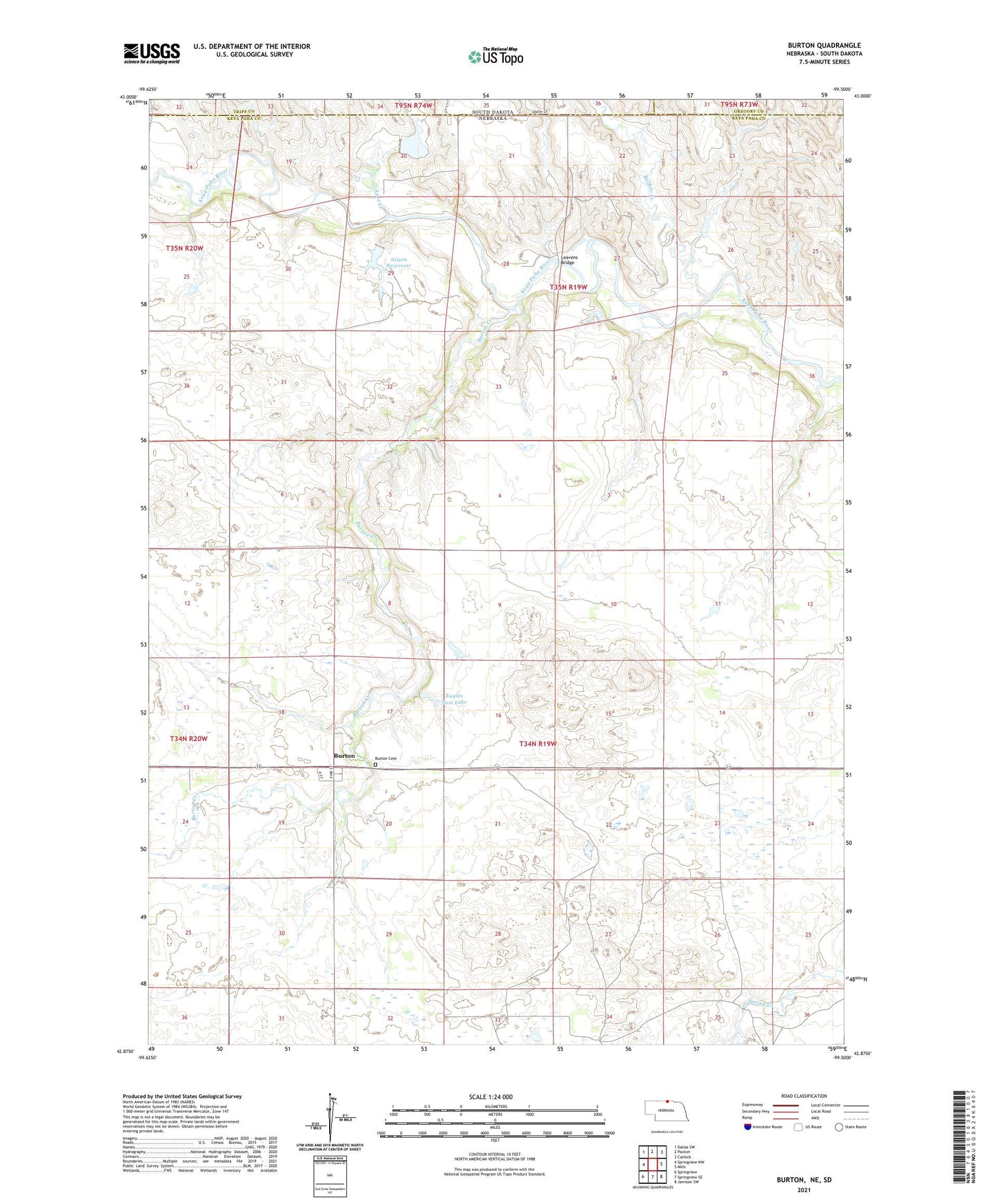 Burton Nebraska US Topo Map Image