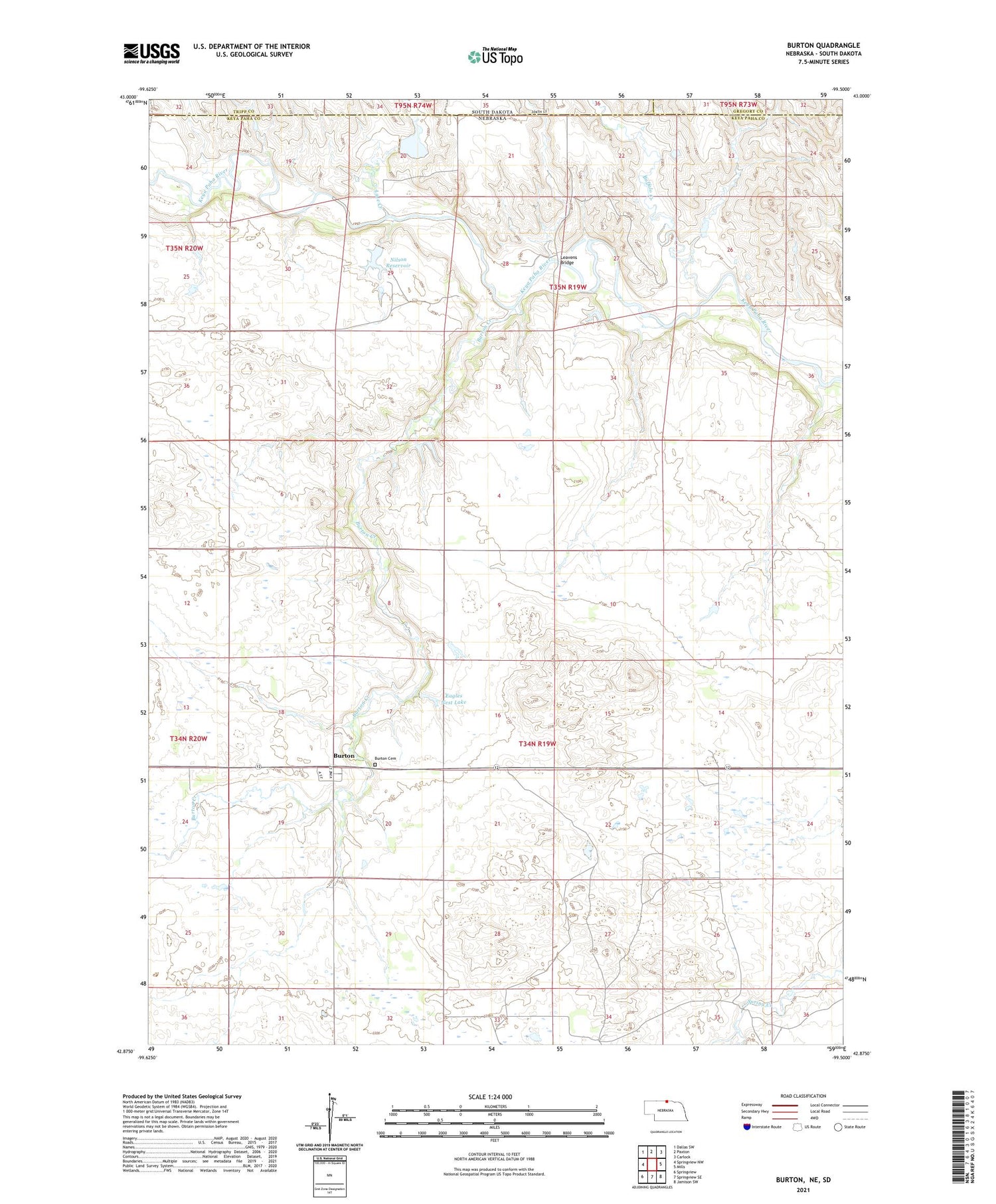 Burton Nebraska US Topo Map Image