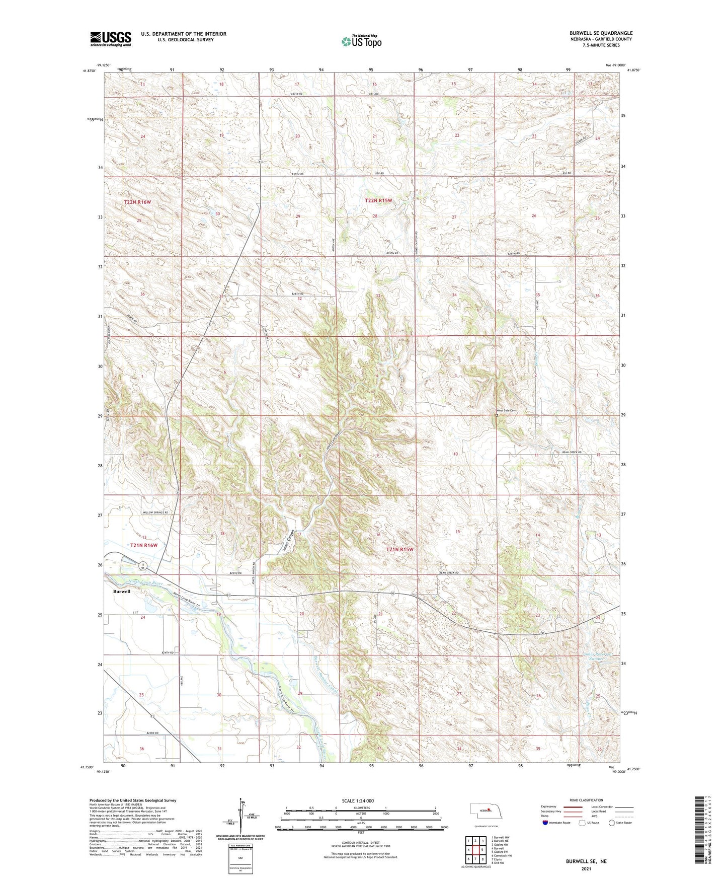 Burwell SE Nebraska US Topo Map Image