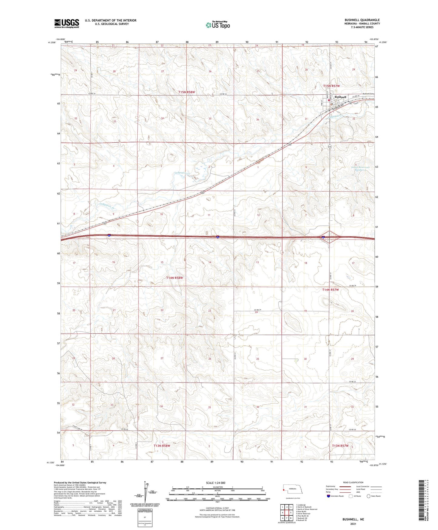 Bushnell Nebraska US Topo Map Image
