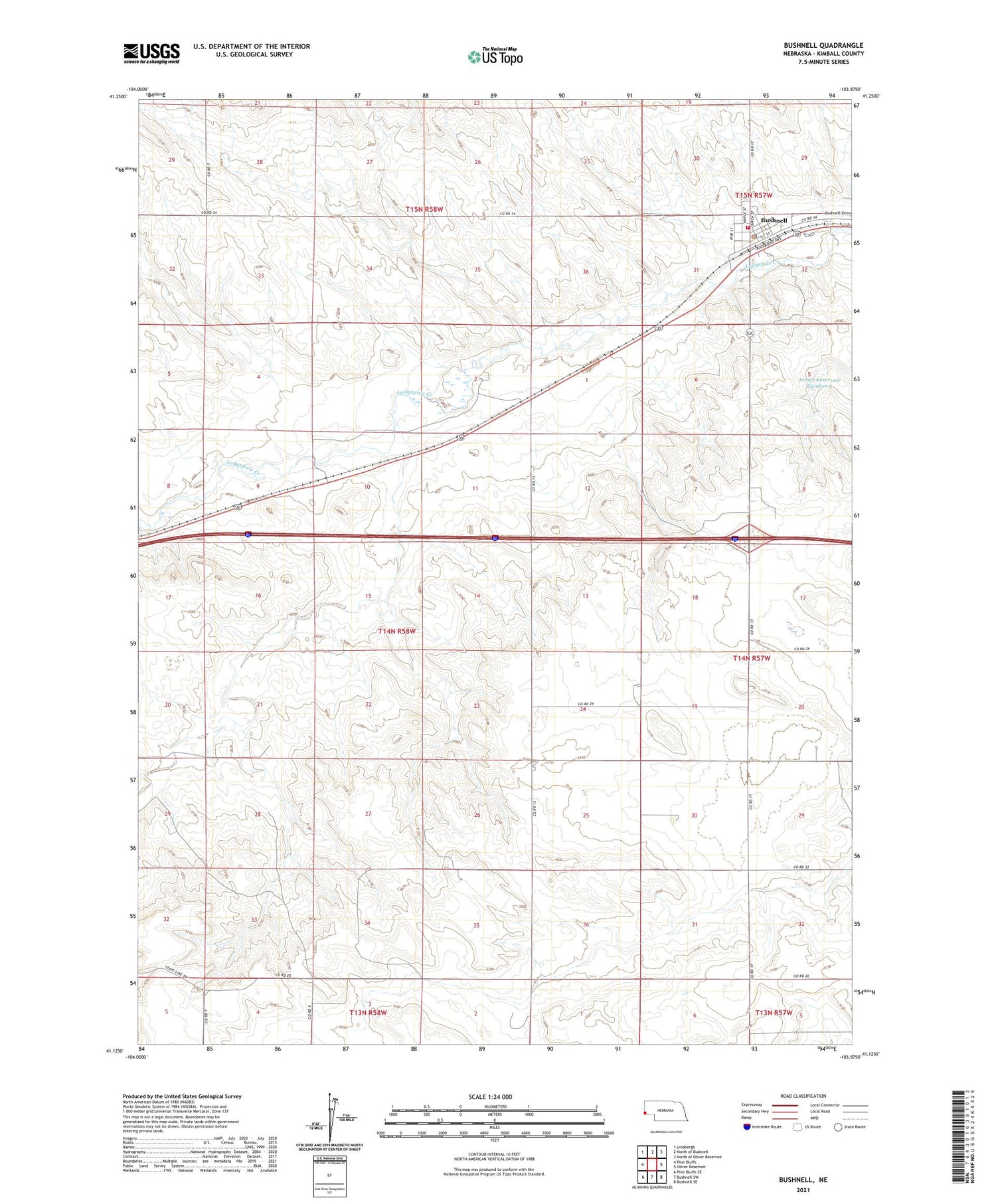Bushnell Nebraska US Topo Map Image