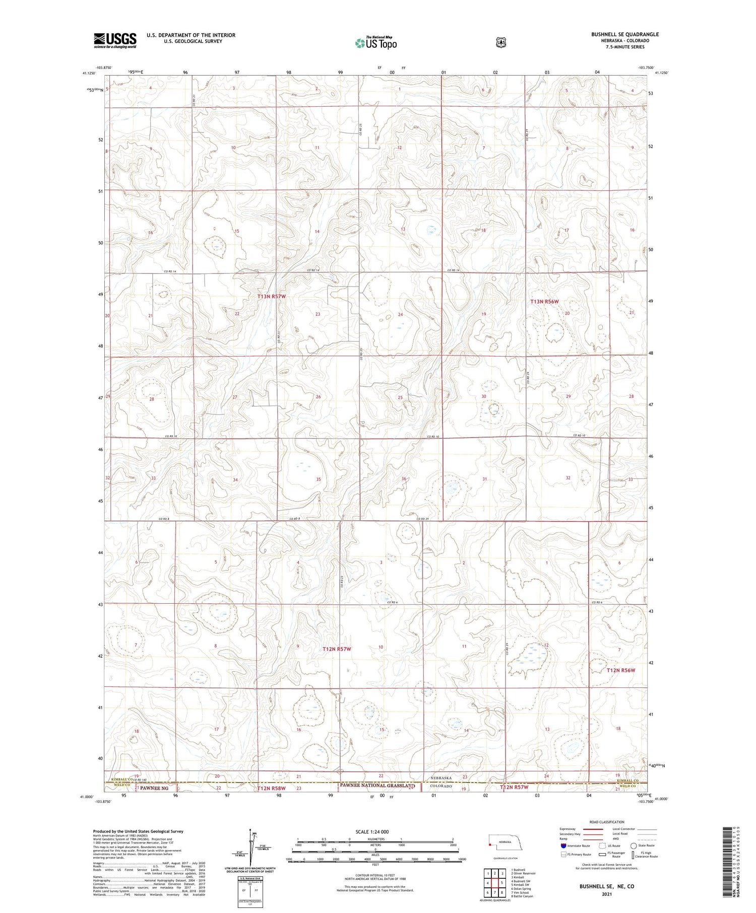 Bushnell SE Nebraska US Topo Map Image