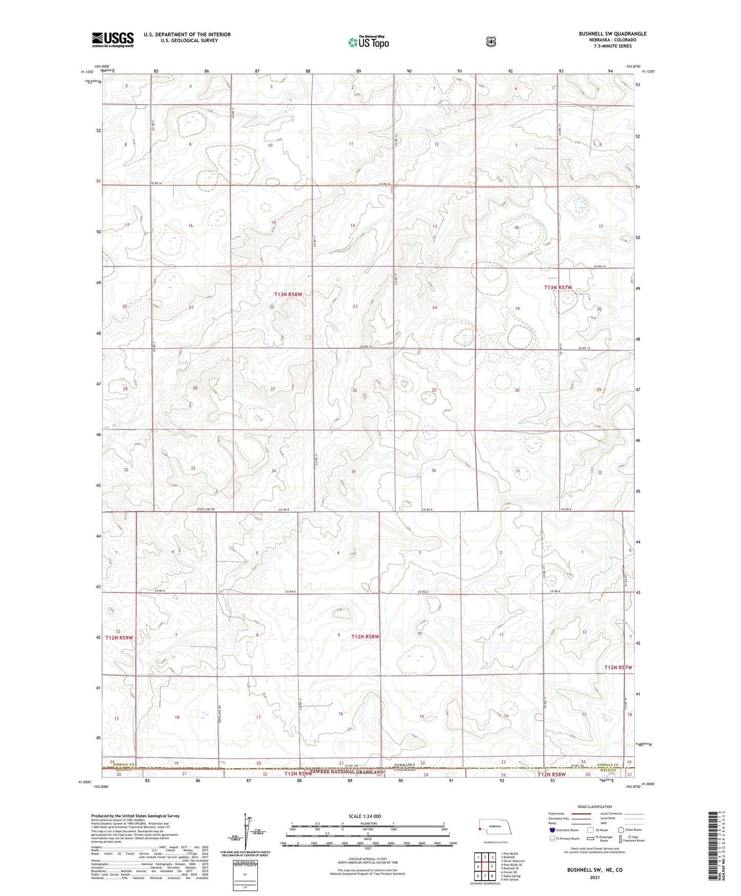 Bushnell SW Nebraska US Topo Map Image